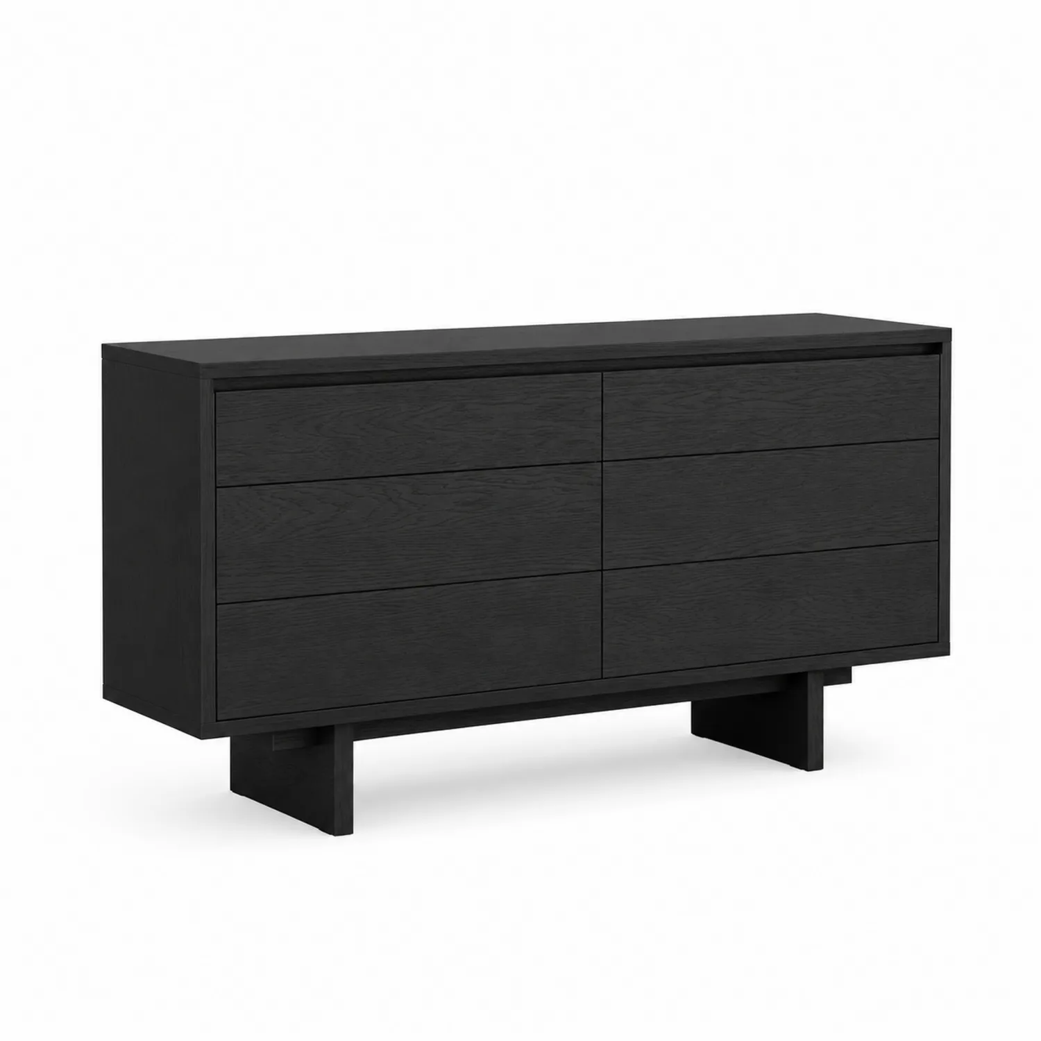 Credenza in Legno Laminato con Sei Cassetti Nero 150x45x75 cm
