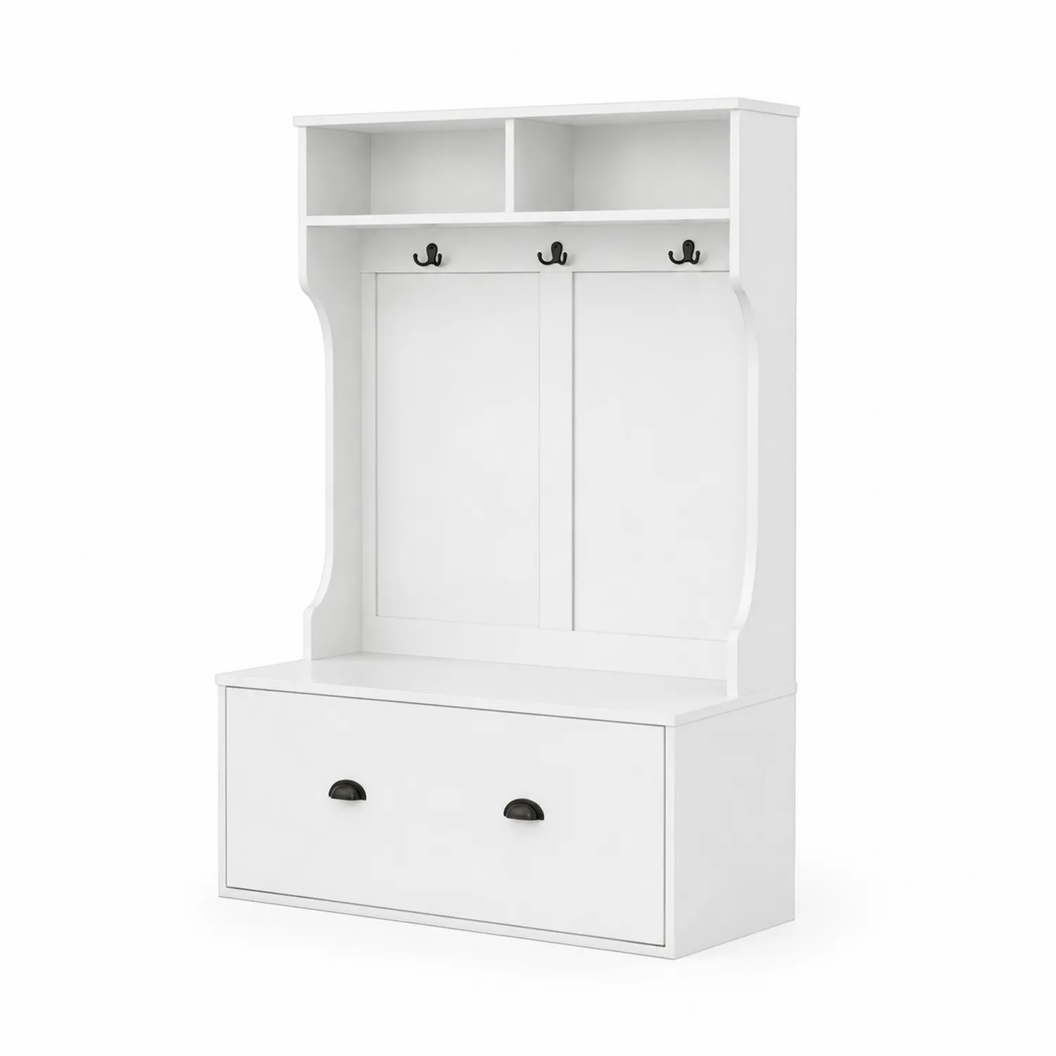 Appendiabiti da Ingresso in Legno con Scaffale e Cassettone 180x100x40 cm
