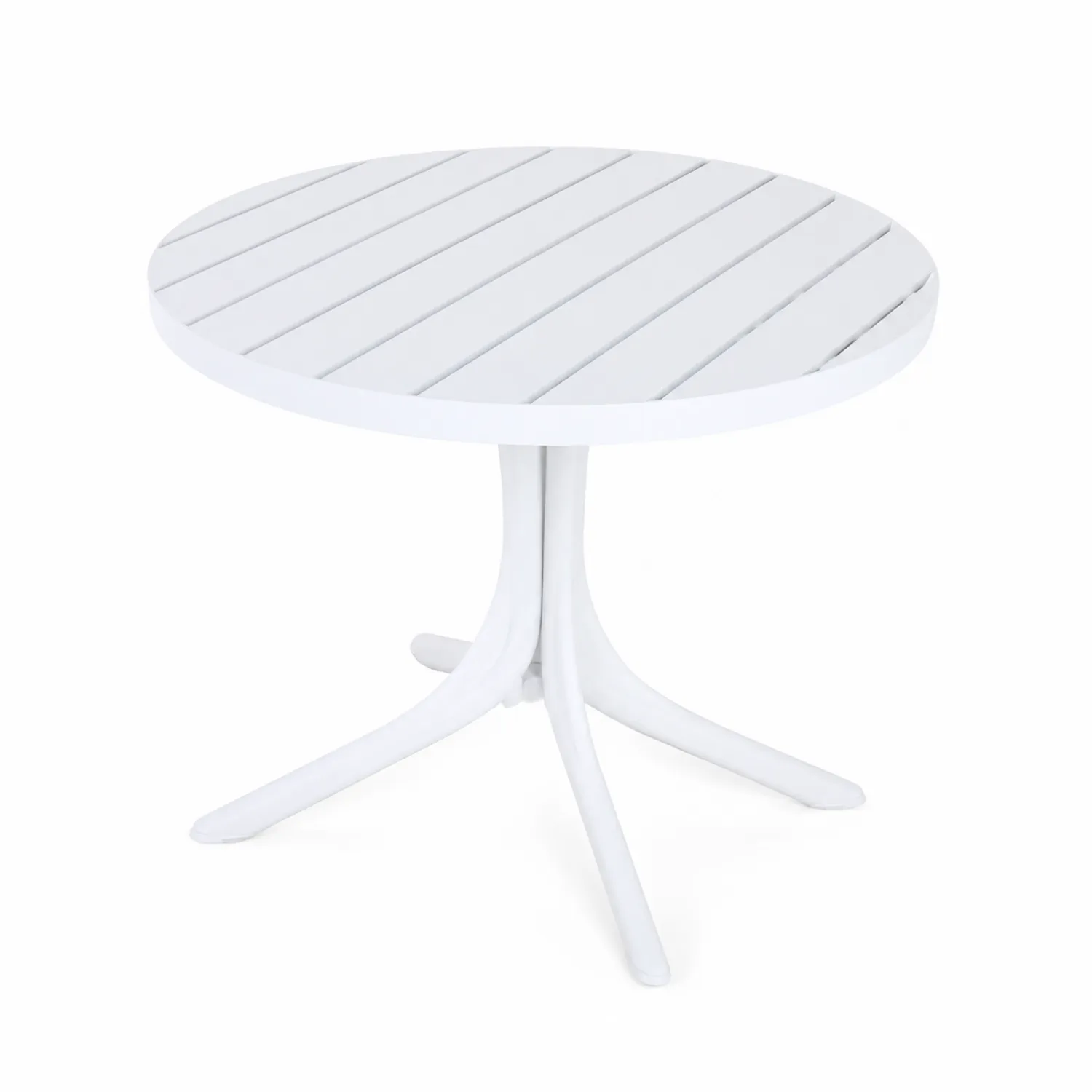 Tavolo Rotondo in Legno e Plastica Bianco Diametro 90 cm