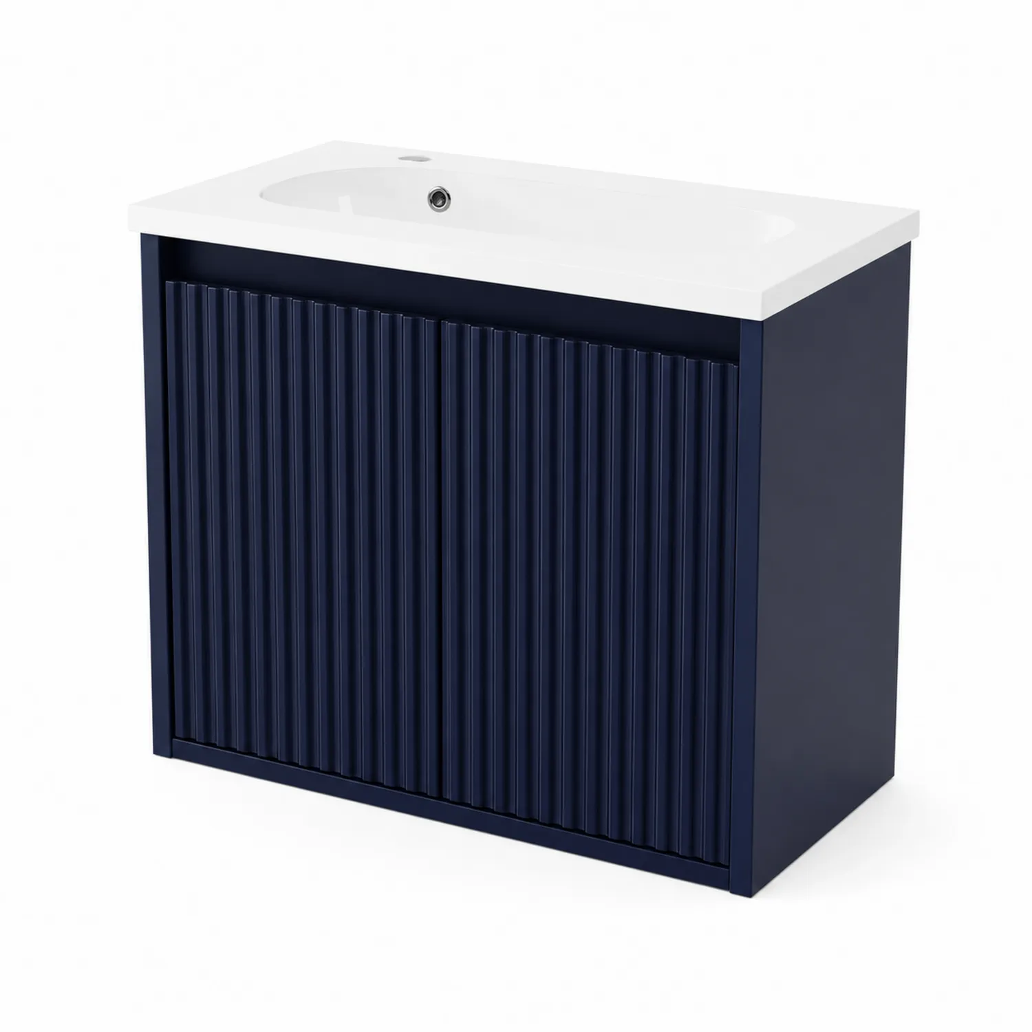 Mobile lavabo in MDF blu scuro con lavabo in ceramica
