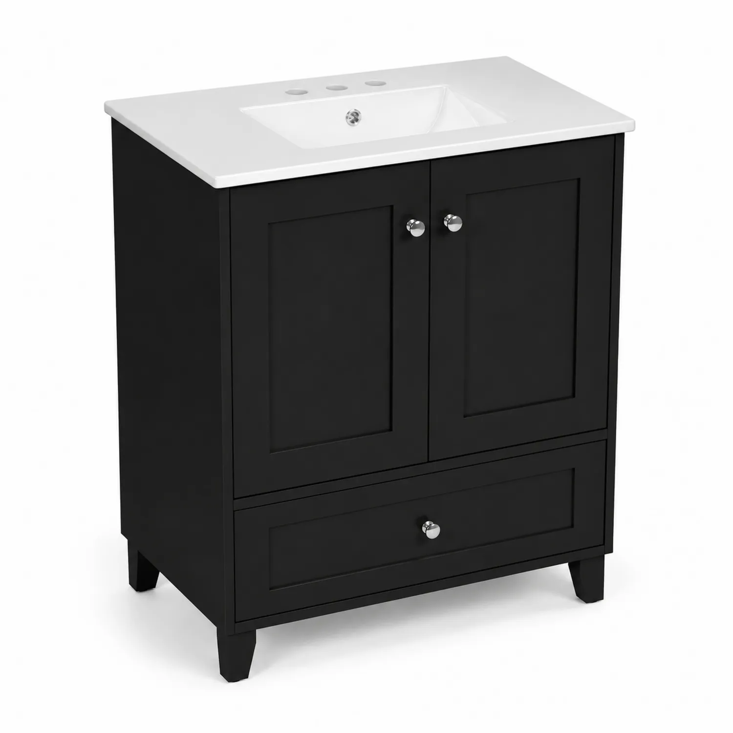 Mobile bagno con lavabo in legno nero 80 cm