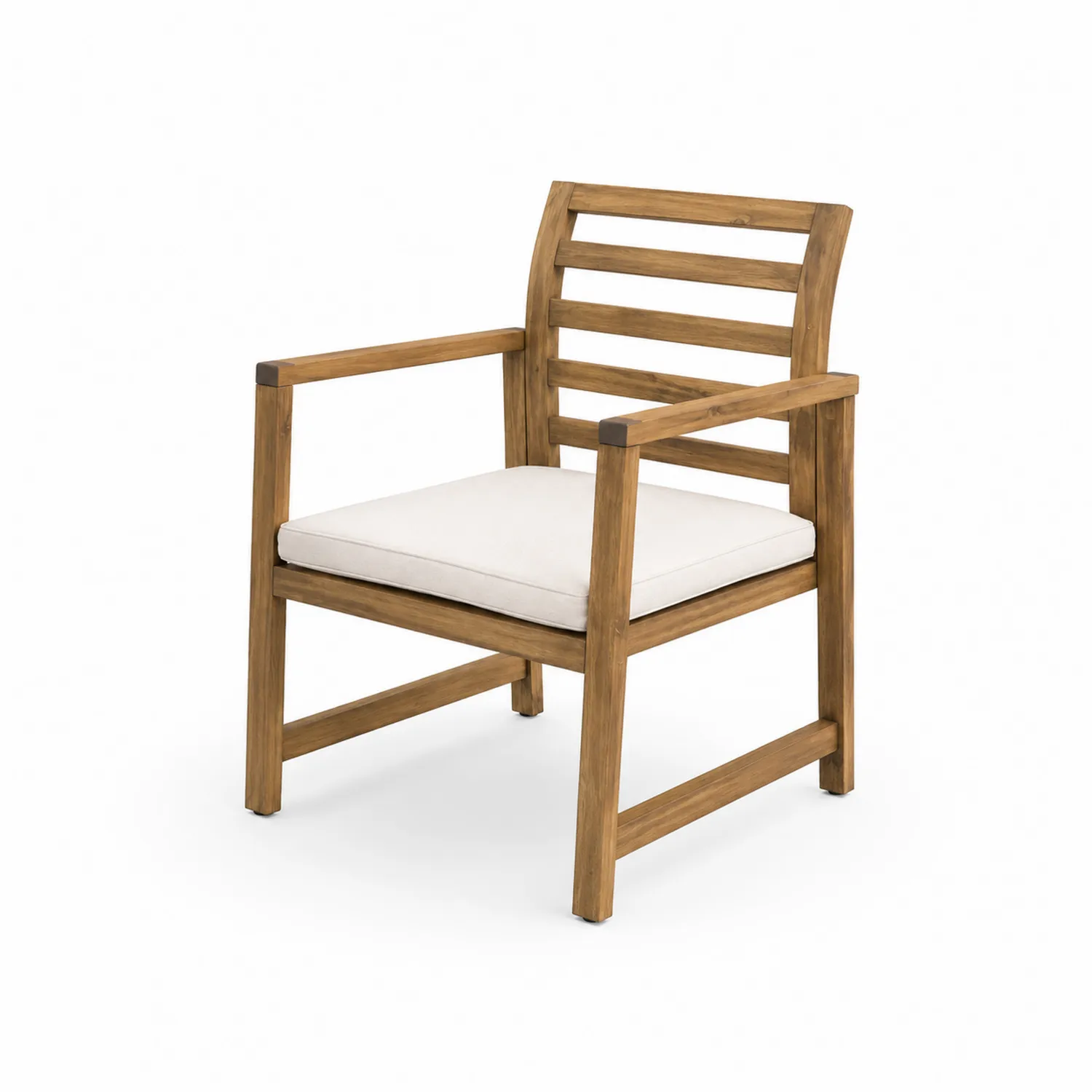 Poltrona da Esterno in Legno di Acacia con Cuscino Beige