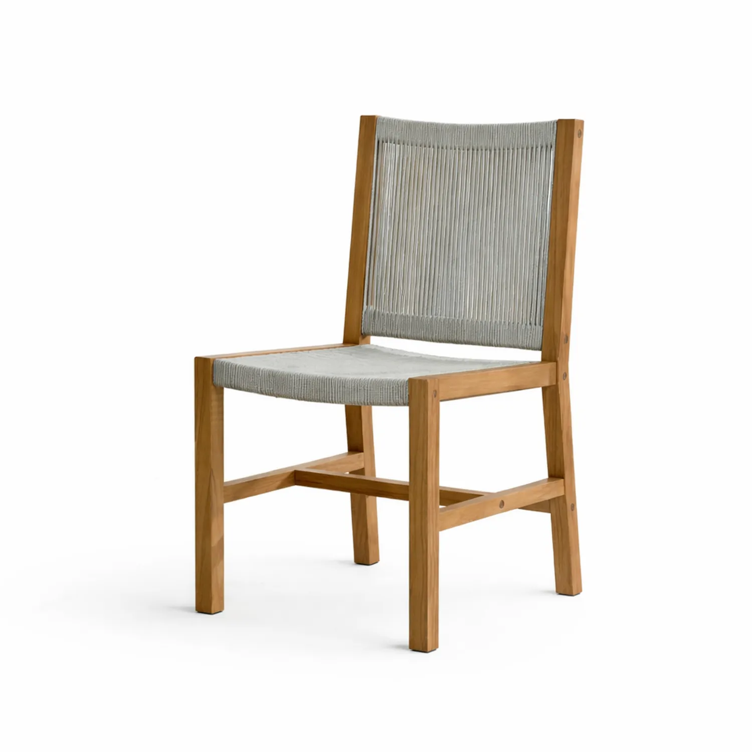 Sedia da Giardino in Teak e Corda Grigia