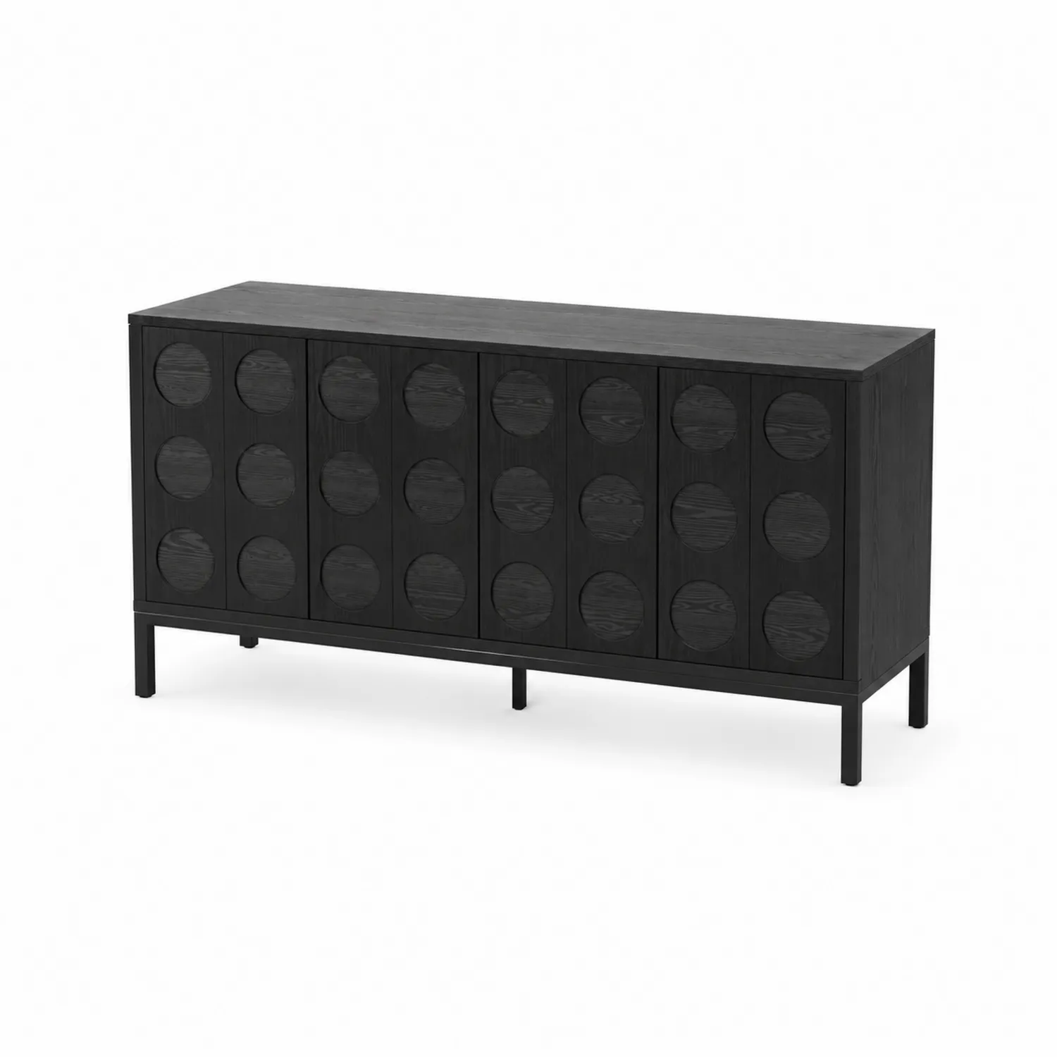 Credenza in legno e metallo nero 150x40x80 cm
