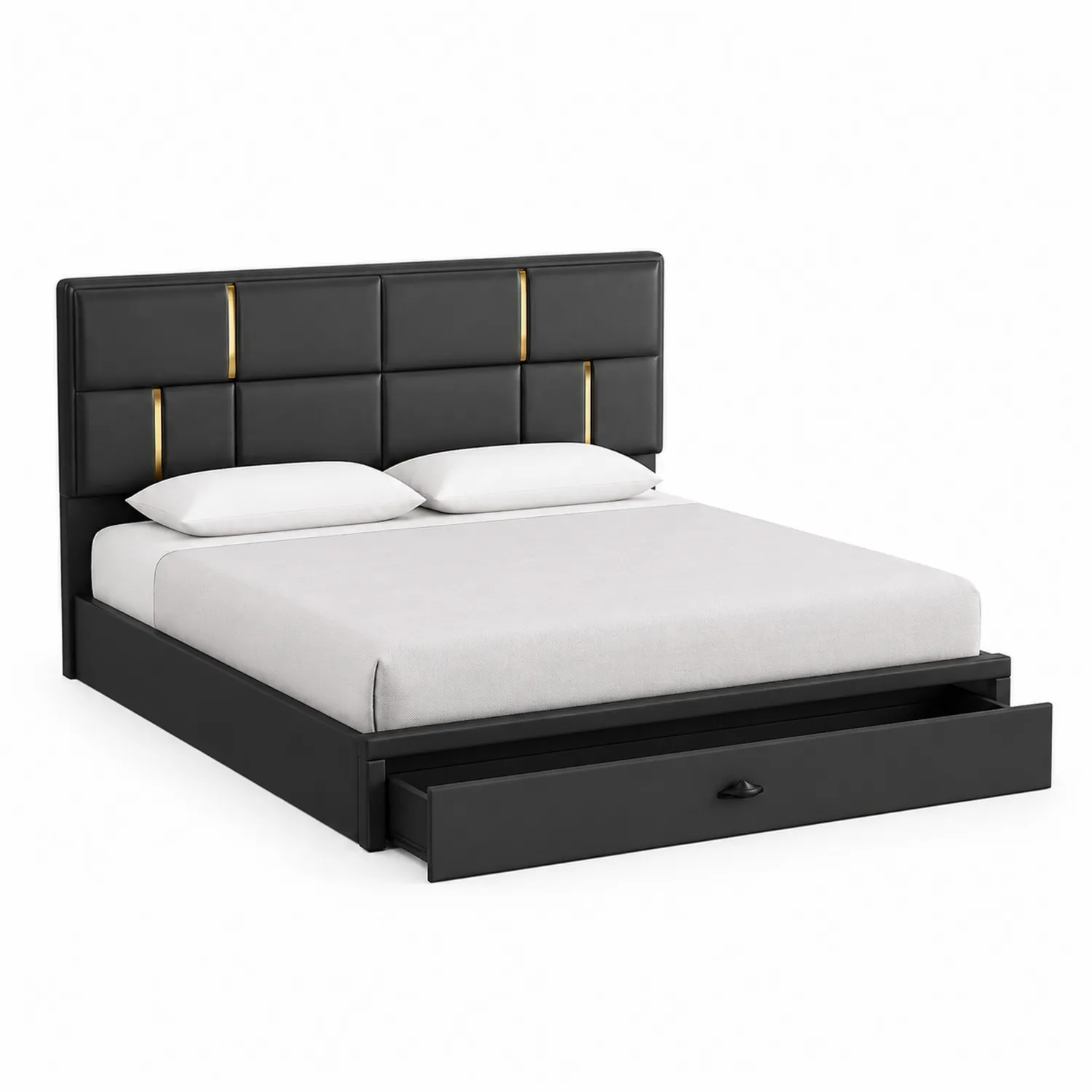 Letto contenitore in pelle sintetica Nero