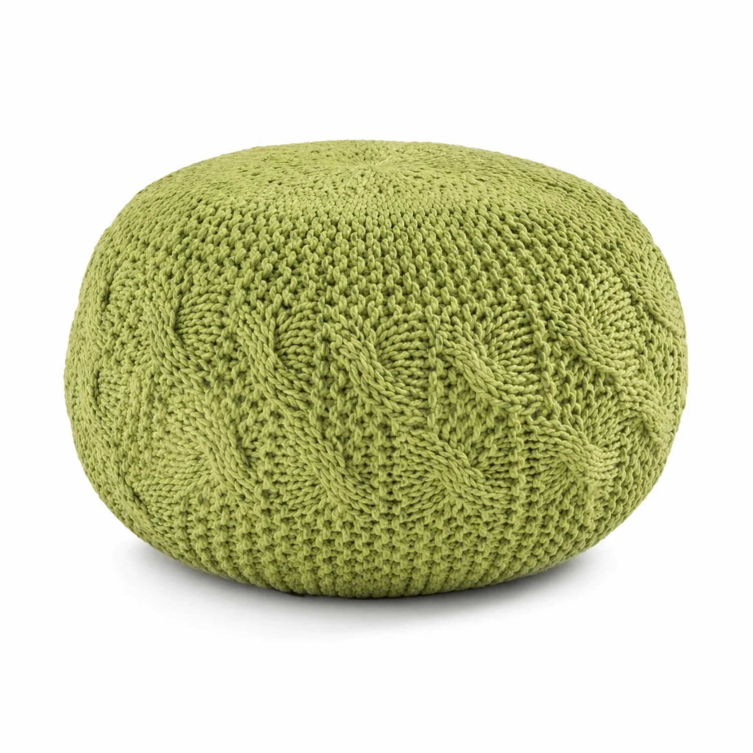 Pouf Rotondo in Cotone Verde