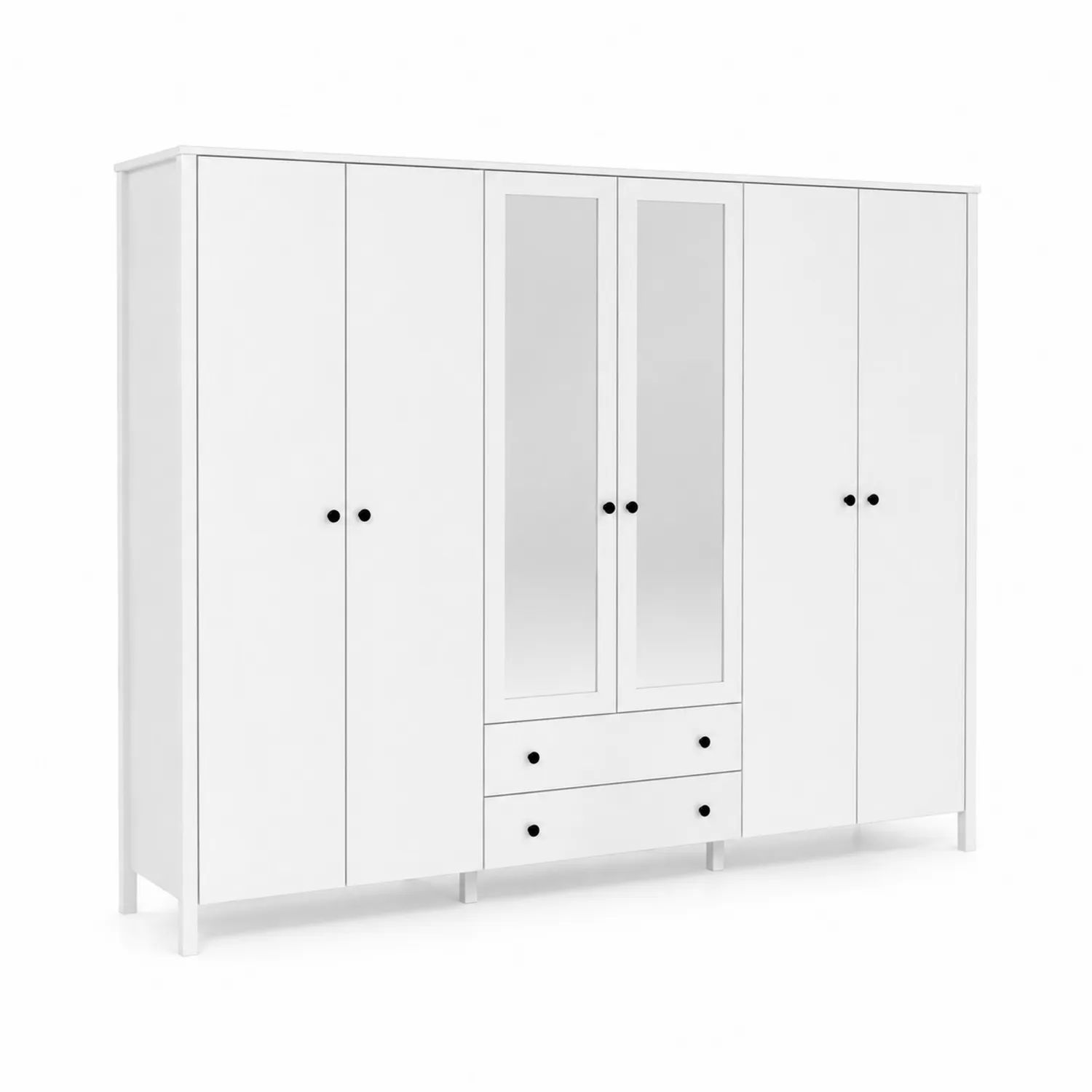 Armadio Bianco con Specchi e Cassetti in MDF