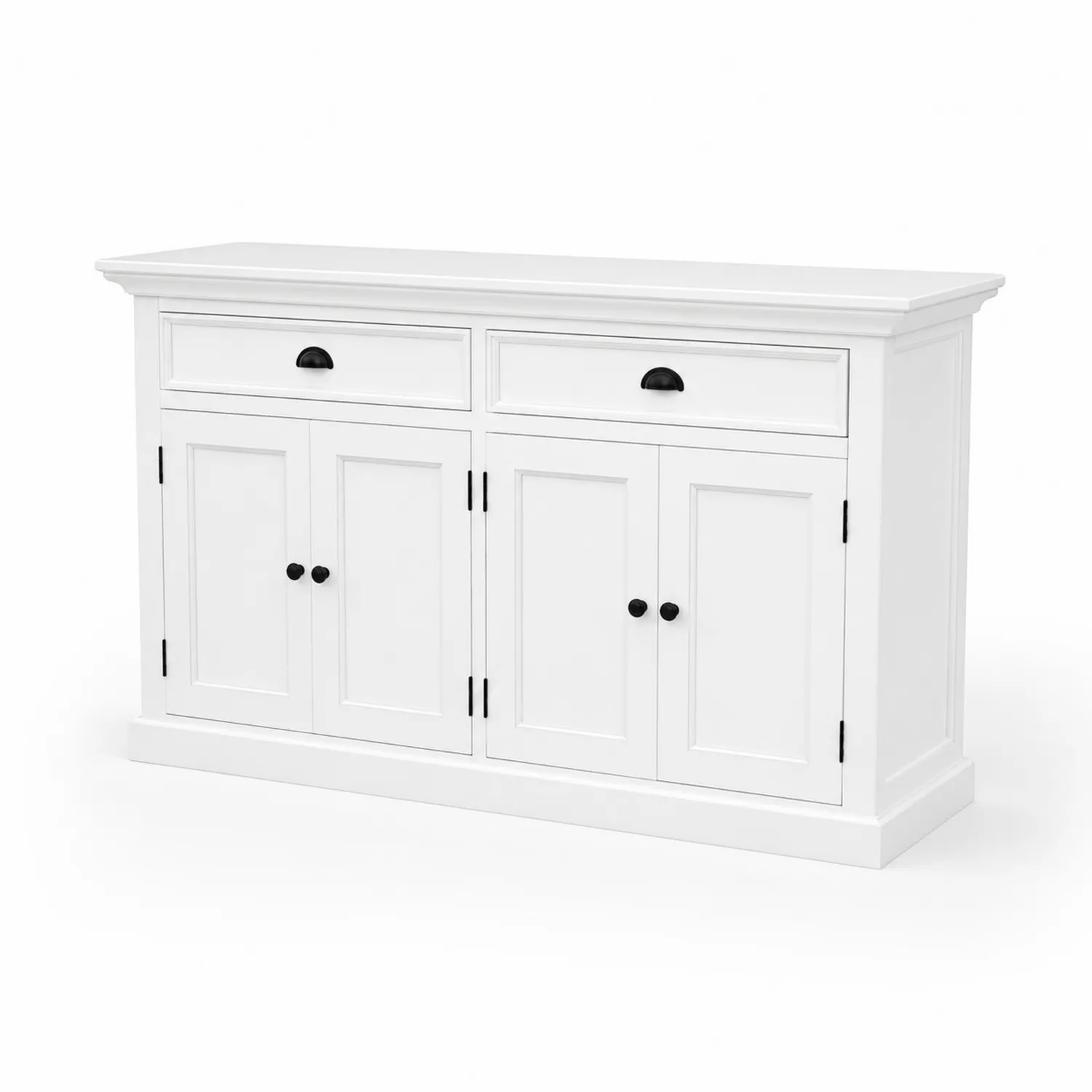 Credenza in Legno MDF Bianco con 4 Ante e 2 Cassetti