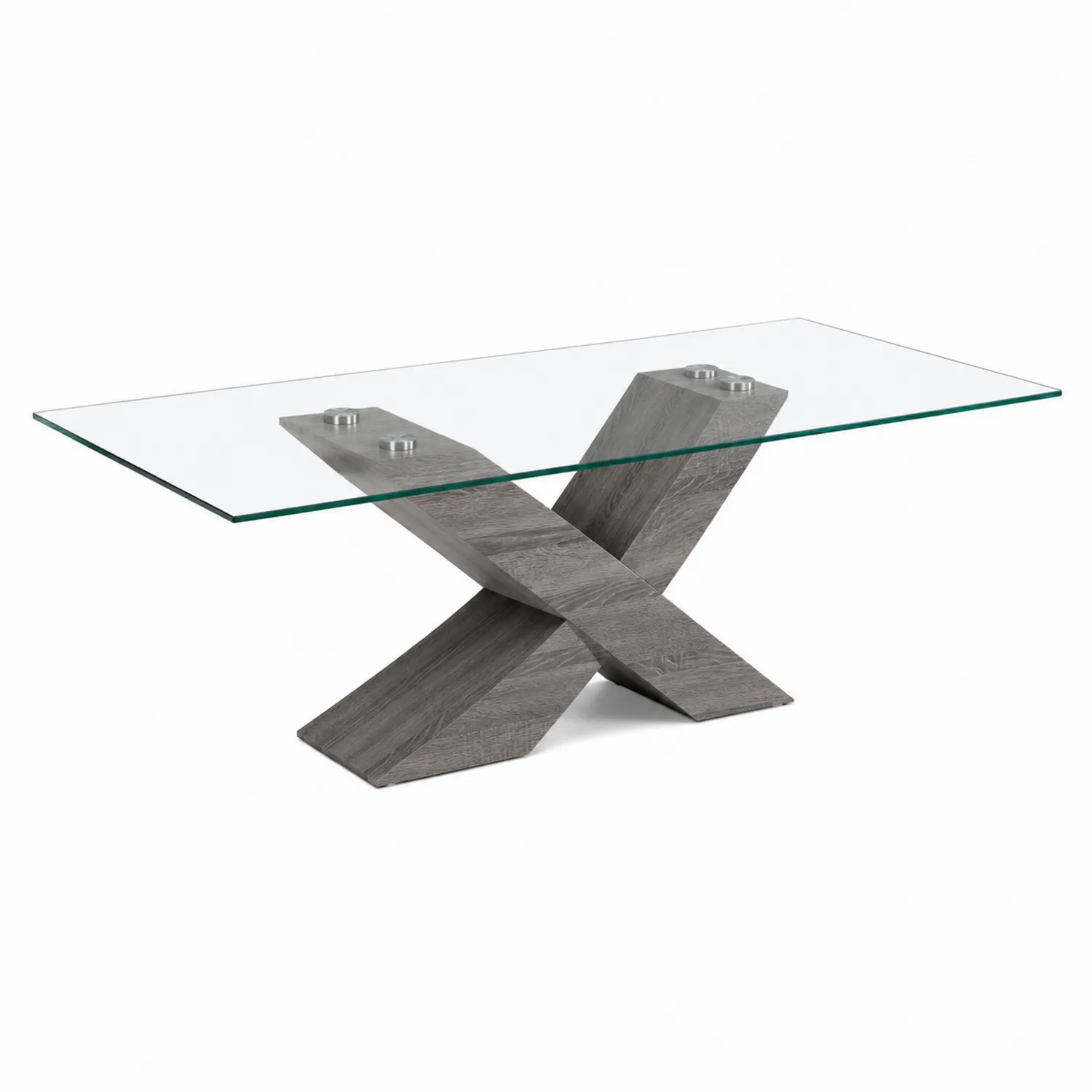 Tavolino da caffè in vetro e legno grigio