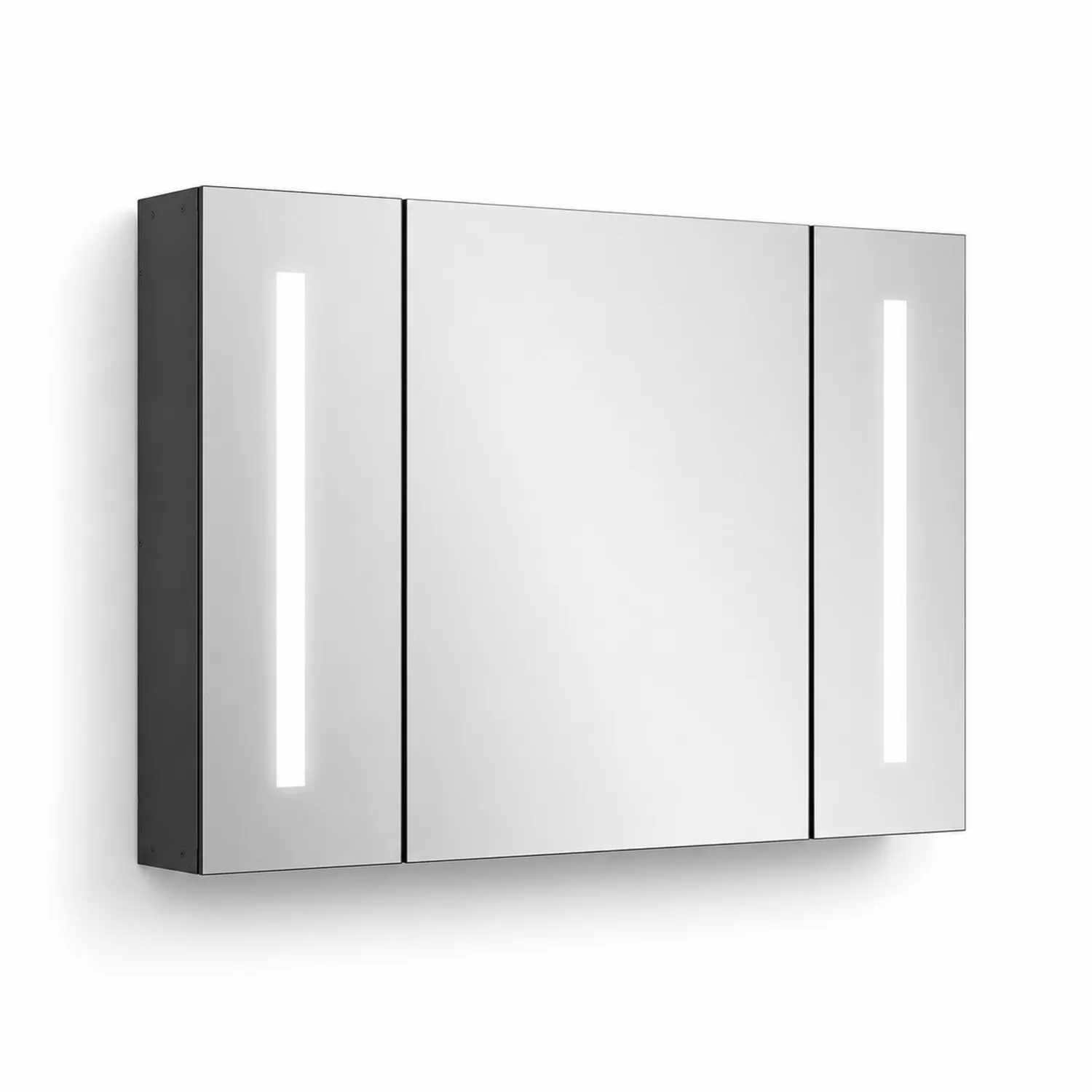 Armadio a Specchio da Bagno con LED Vetro e MDF Grigio