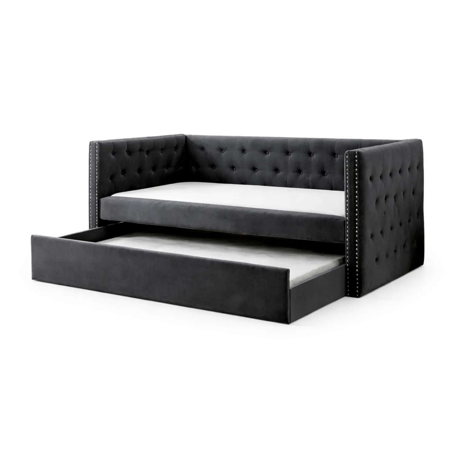 Letto da giorno in velluto con cassetto estraibile