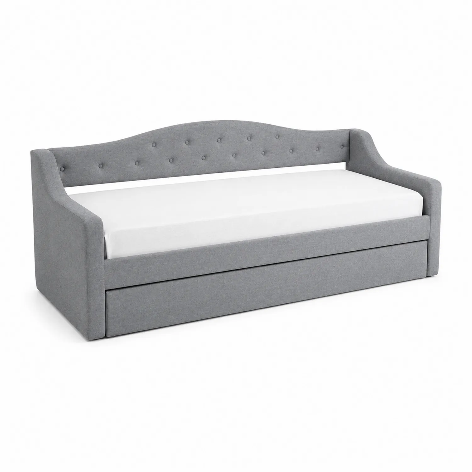 Letto da Giorno in Tessuto Grigio con Cassetto