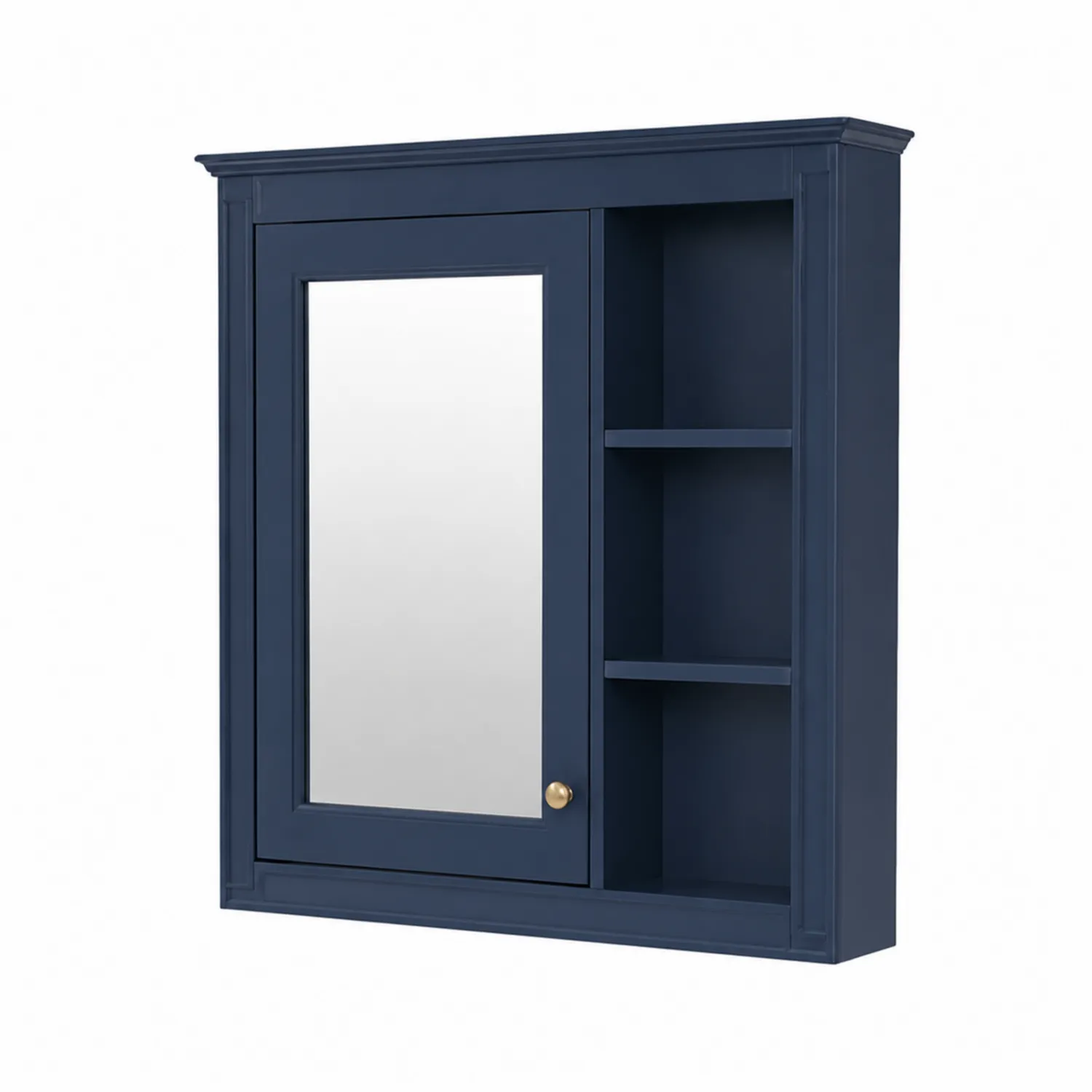 Armadio Specchiera da Bagno in Legno Blu con Ripiani