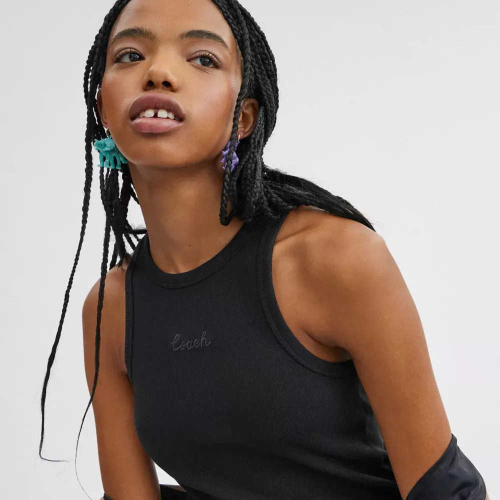 Ribbed Cothtach Script Tank Top