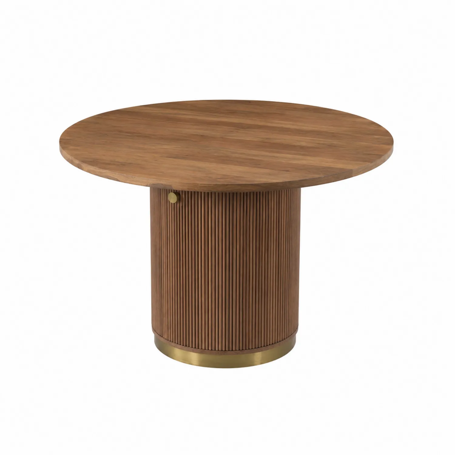Mesa de comedor redonda de madera de nogal y metal 120 cm-Melvitor