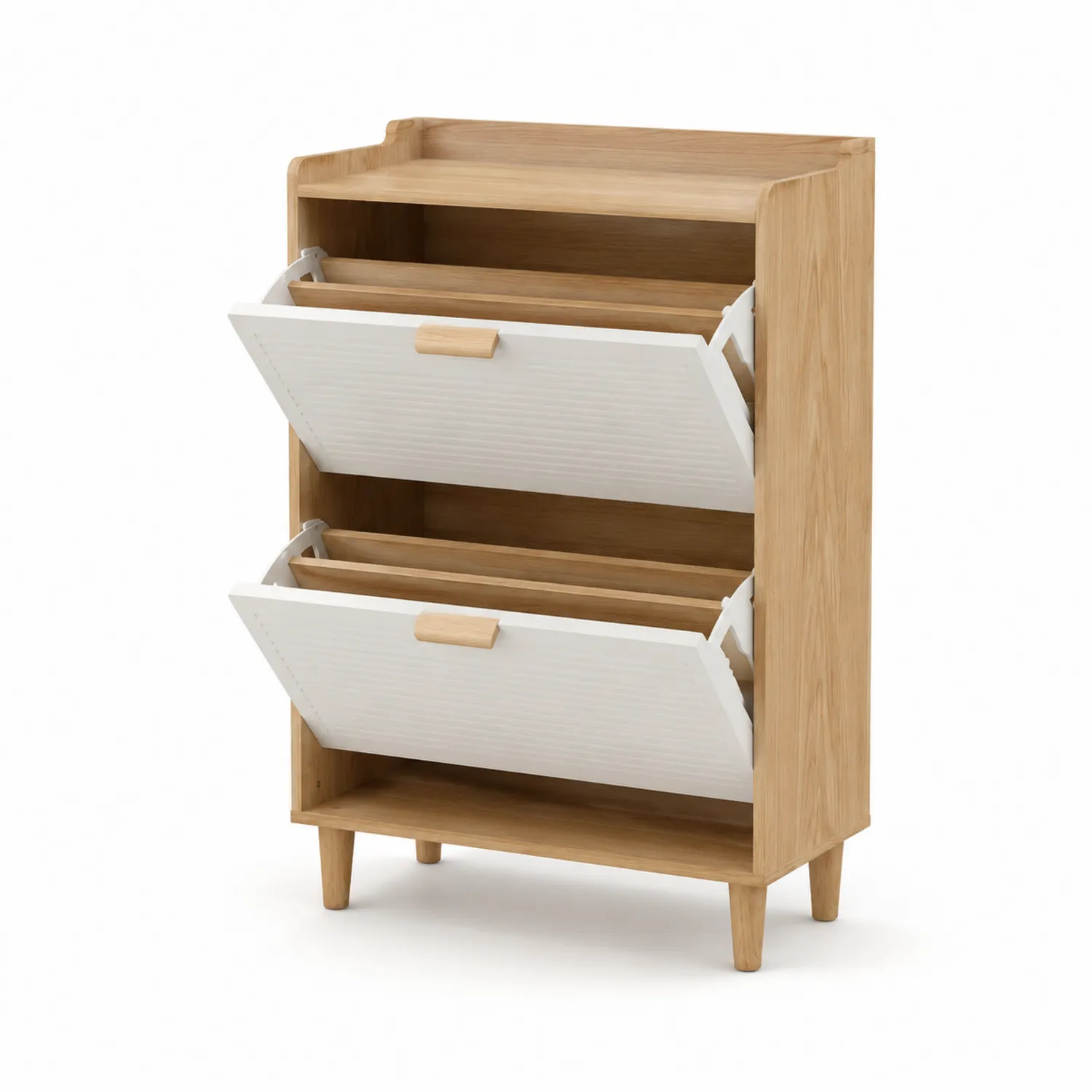 Zapatero de Madera de Roble con Puertas Abatibles-Melvitor