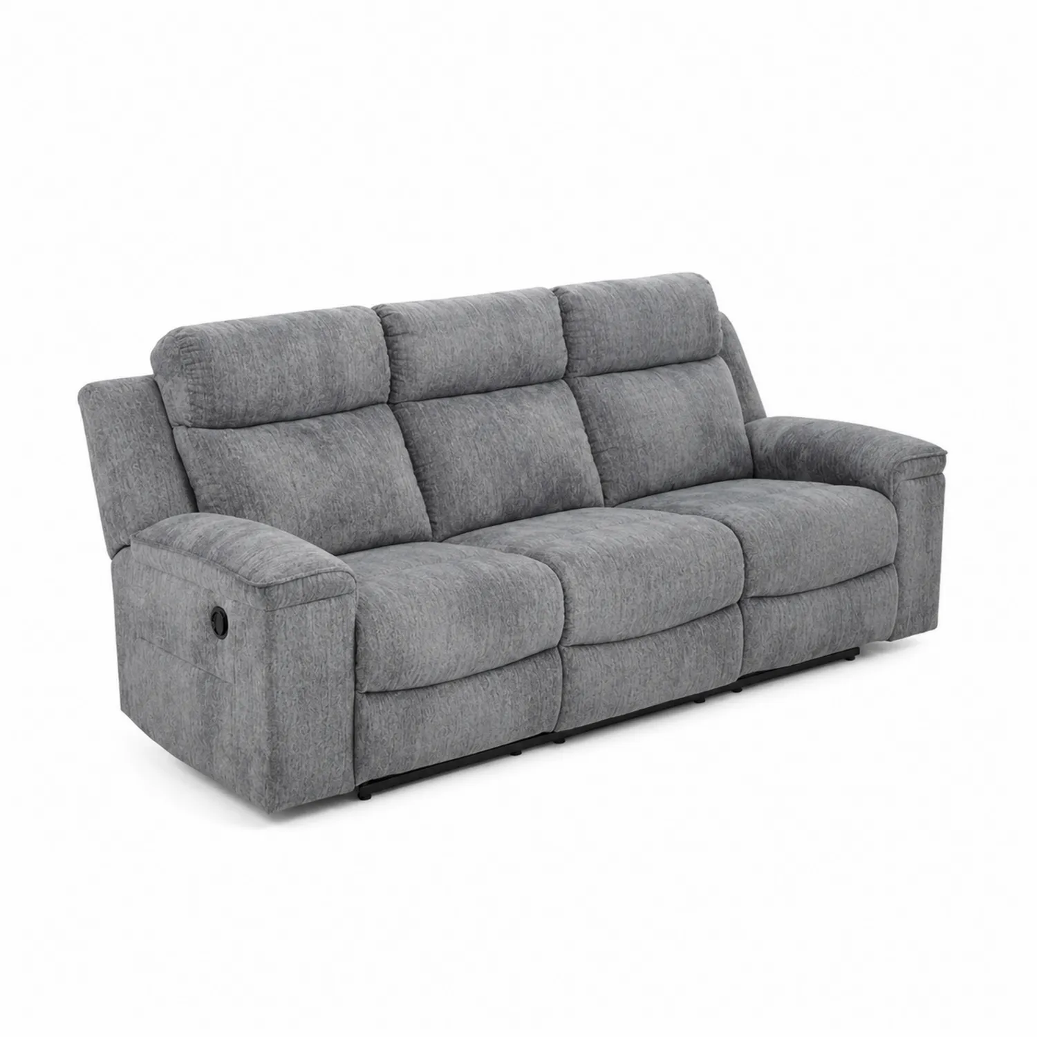 Sofá de Tela Gris de 3 Plazas con Respaldo Reclinable-Melvitor