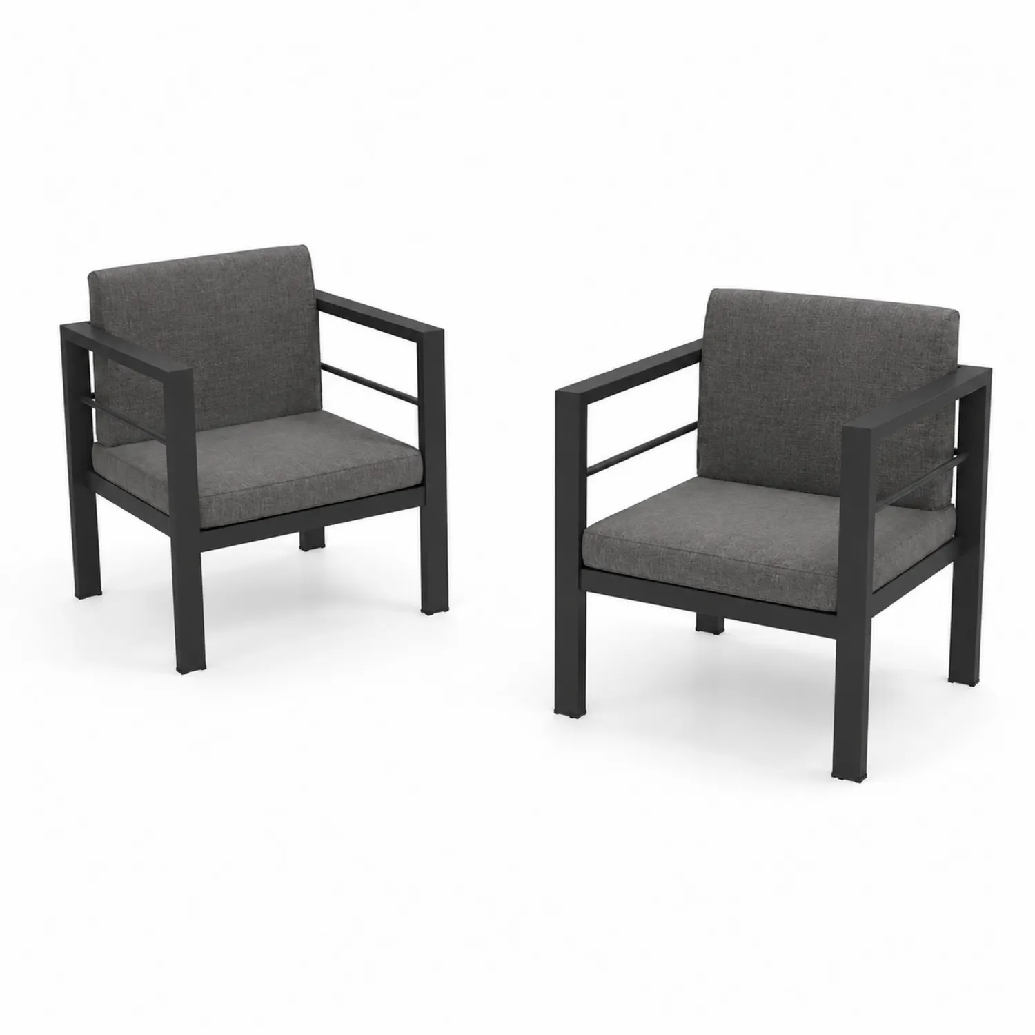 Conjunto de 2 sillones de aluminio y poliéster gris-Melvitor