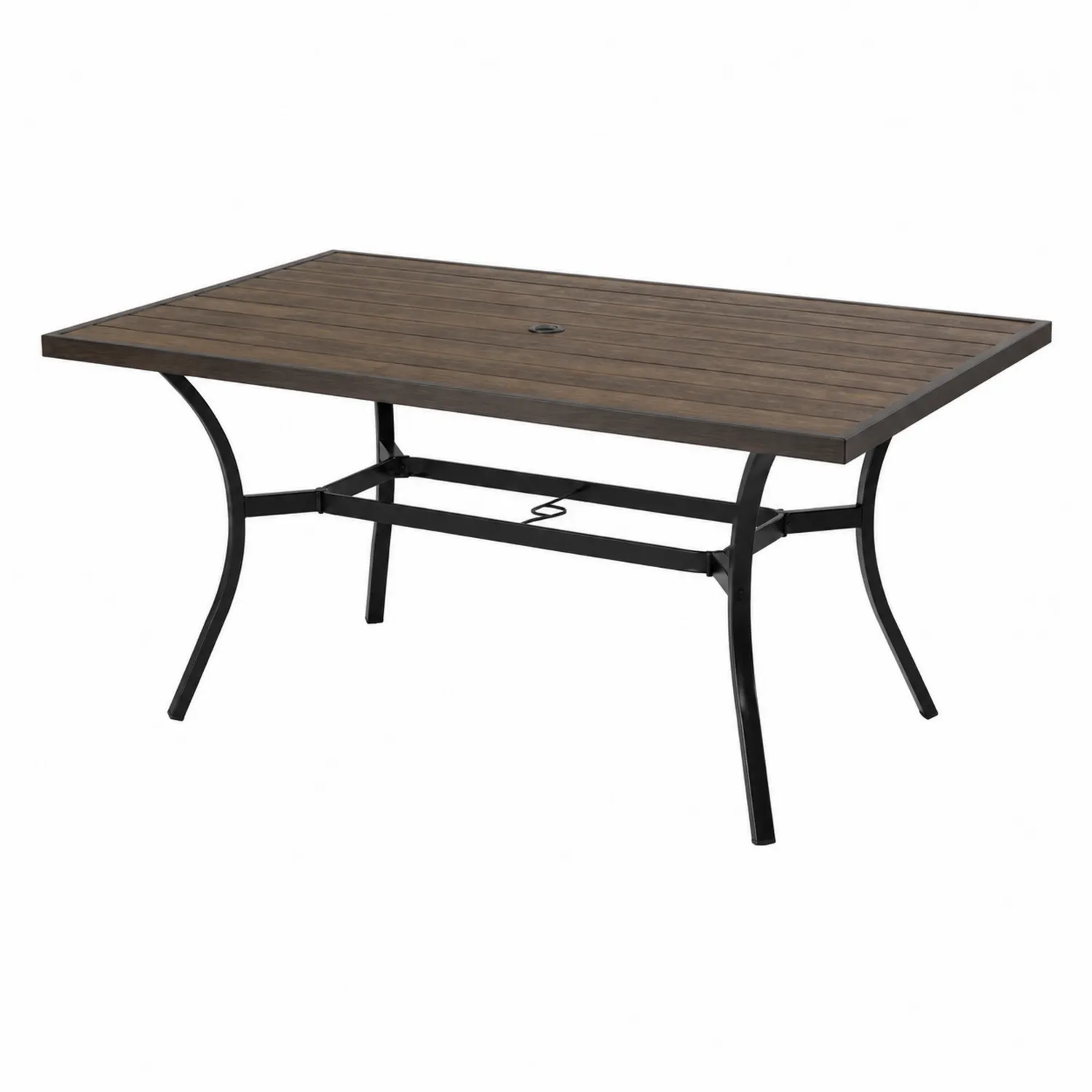 Mesa de comedor de jardín de madera y metal 180x90cm Marrón-Melvitor
