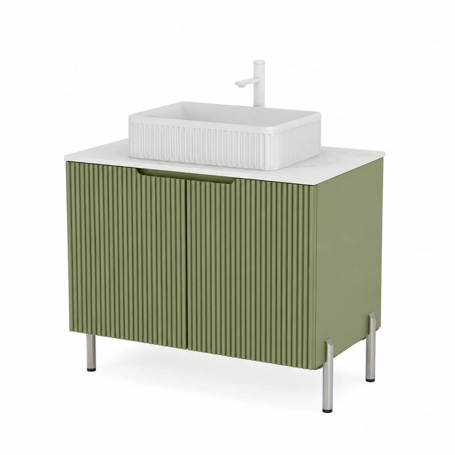 Mueble de baño de MDF y cerámica Verde-Melvitor