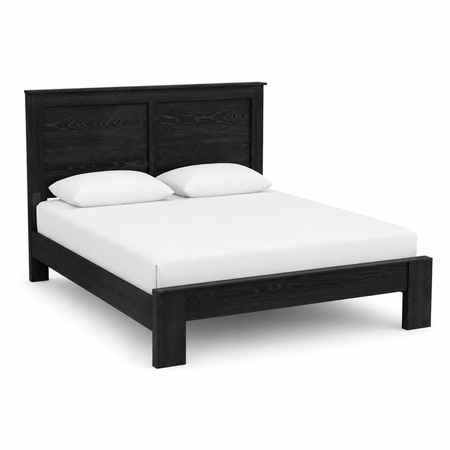 Cama doble de madera de pino 200x160 cm color Negro-Melvitor