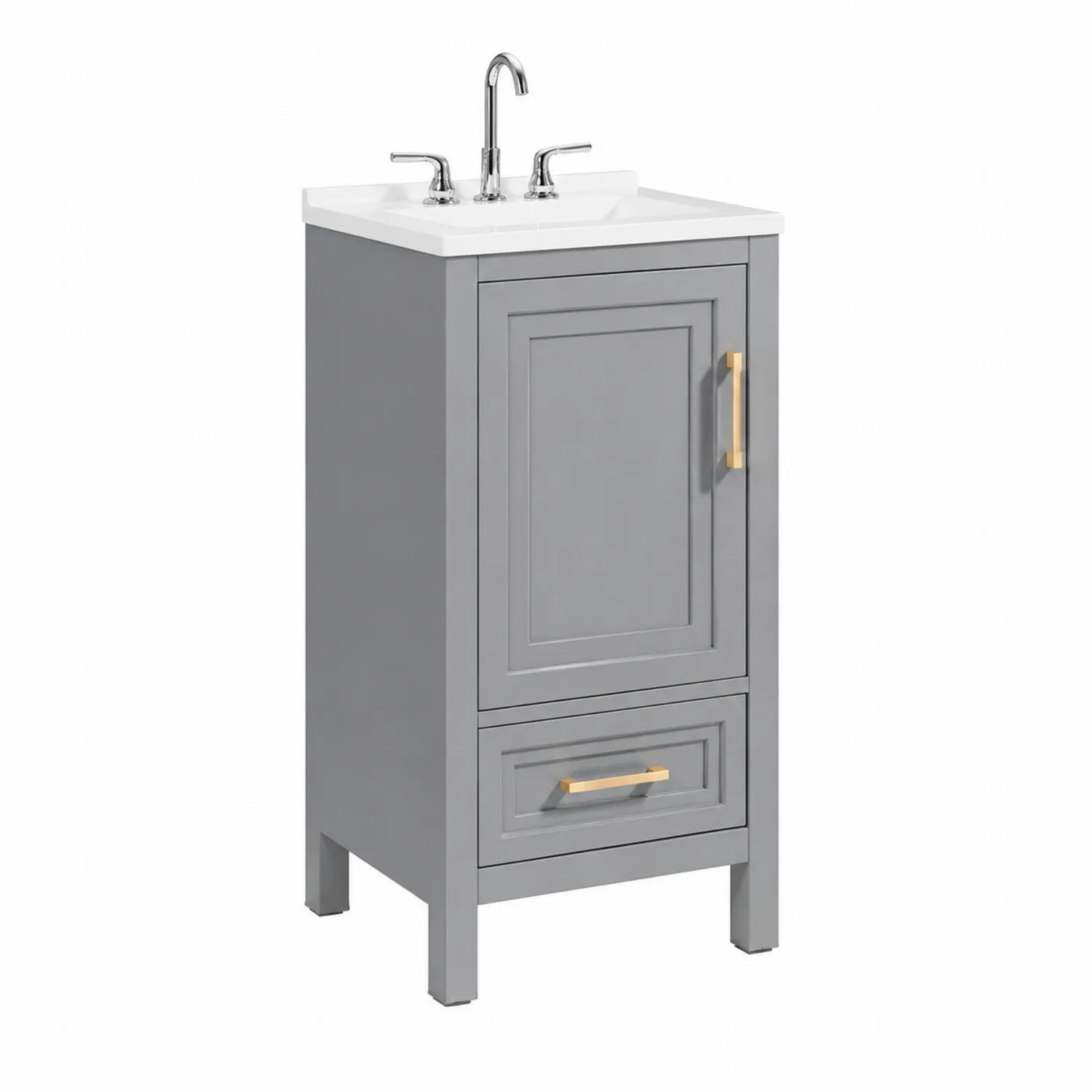Mueble de MDF Gris con Lavamanos de Cerámica-Melvitor