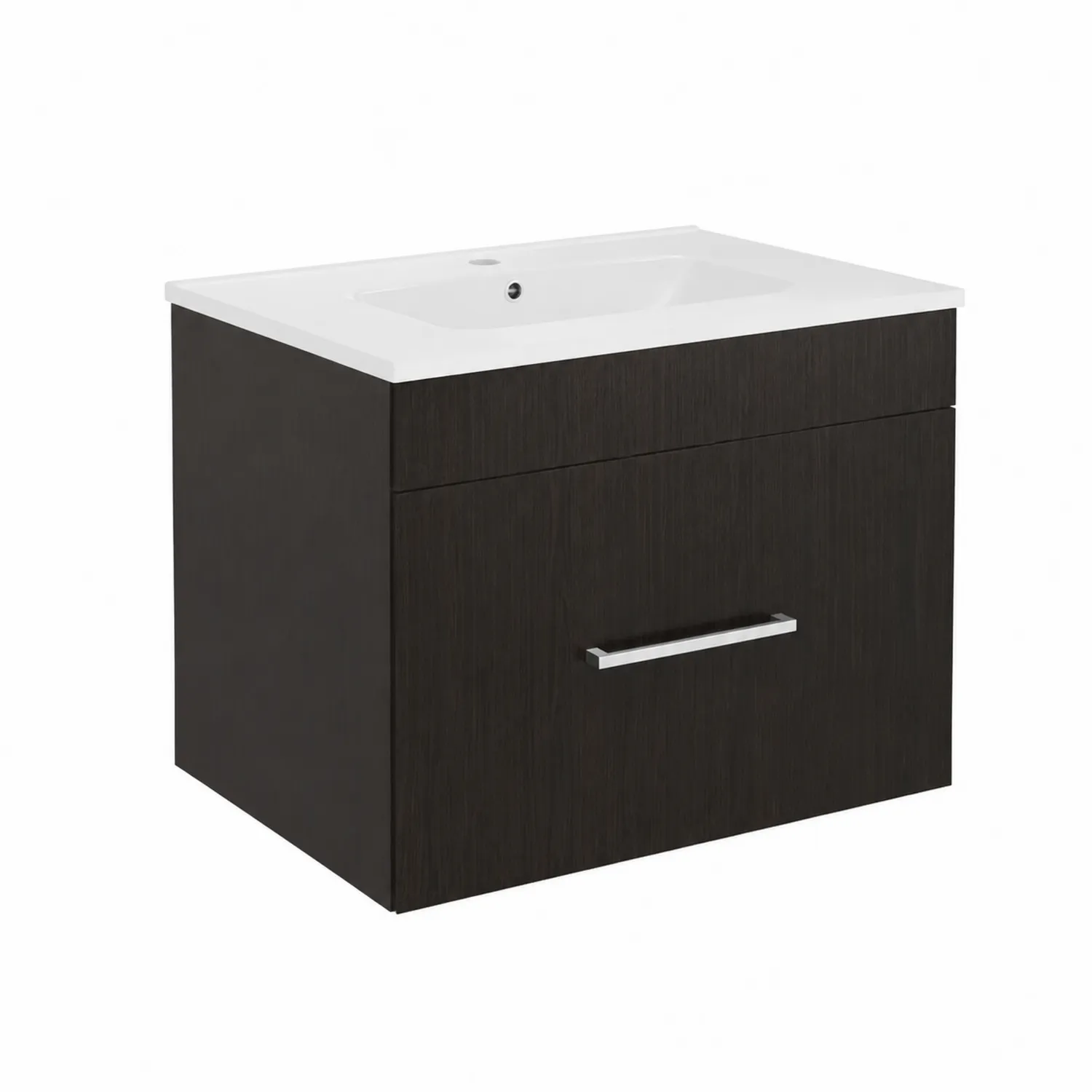 Mueble de lavabo MDF negro con lavabo de cerámica-Melvitor
