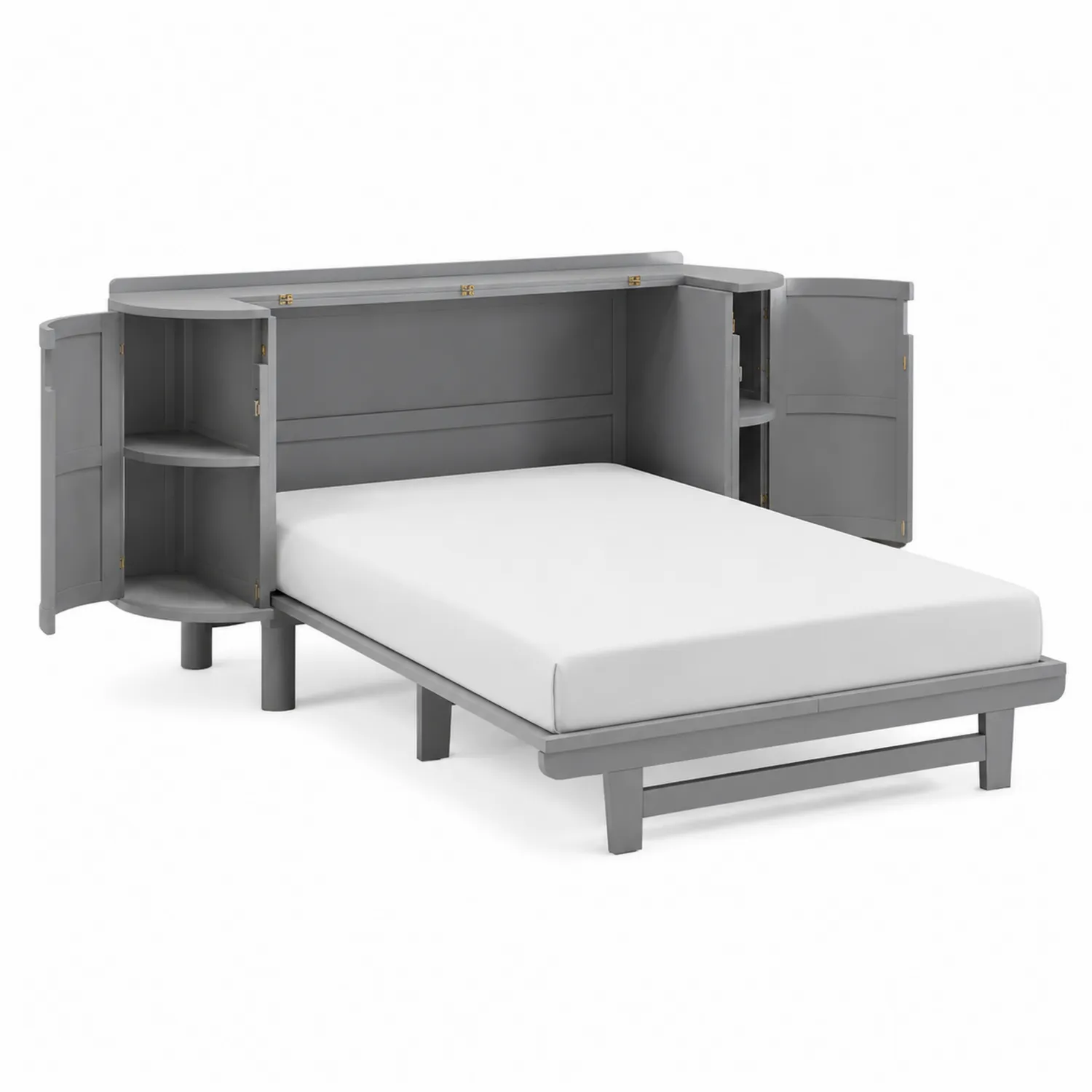 Cama de madera con estantes y almacenamiento 200x140 cm Gris-Melvitor