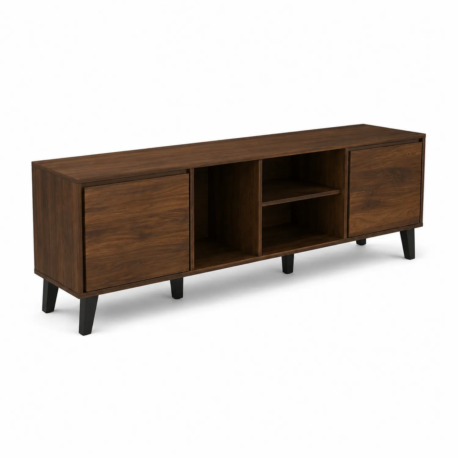 Mueble de TV de madera con almacenamiento 140x35x45 cm Marrón-Melvitor