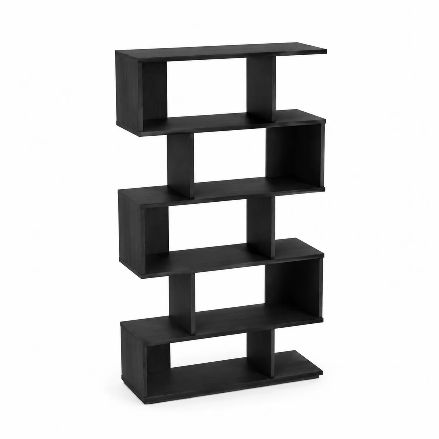 Estantería de MDF Negro con Compartimentos Asimétricos 150x75x25 cm-Melvitor