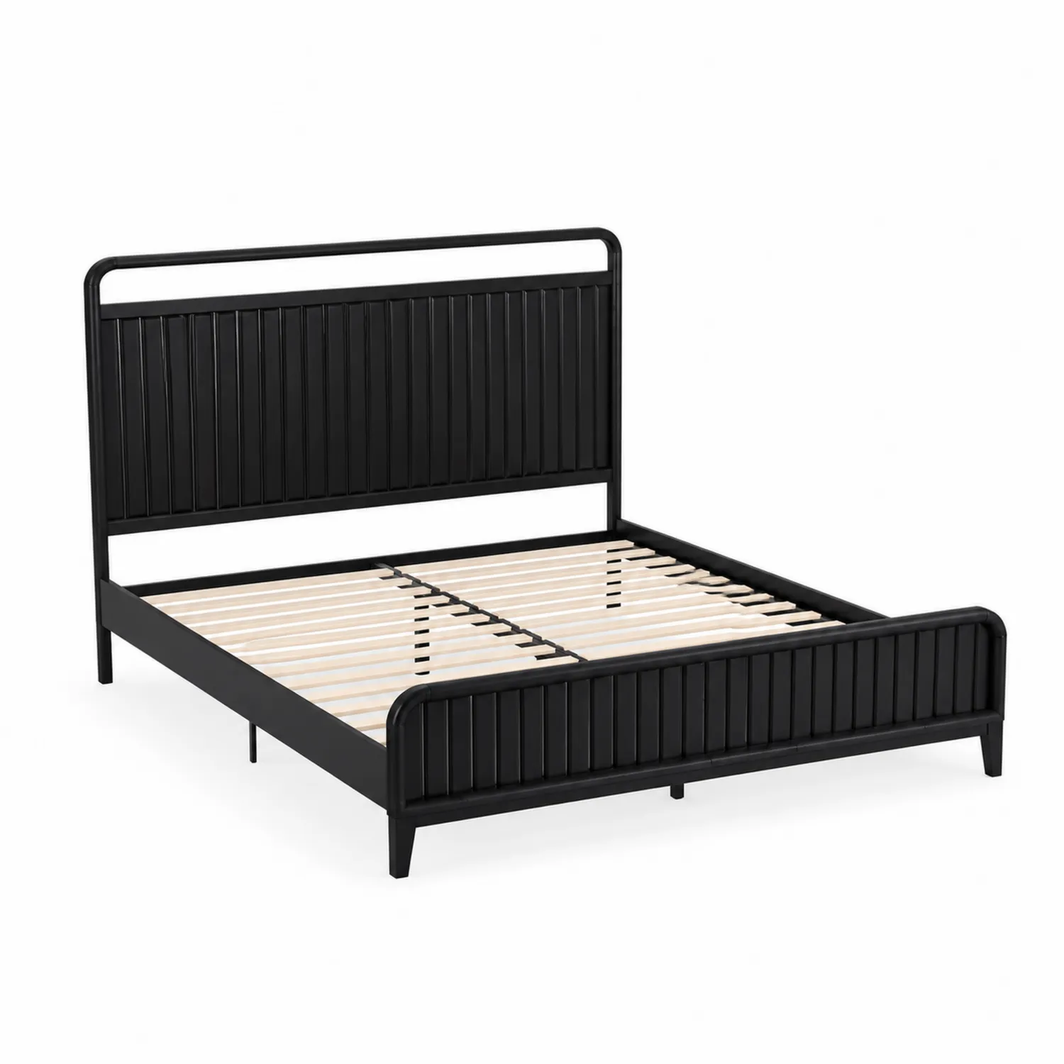 Cama de Metal Negra con Somier de Madera 200x160 cm-Melvitor