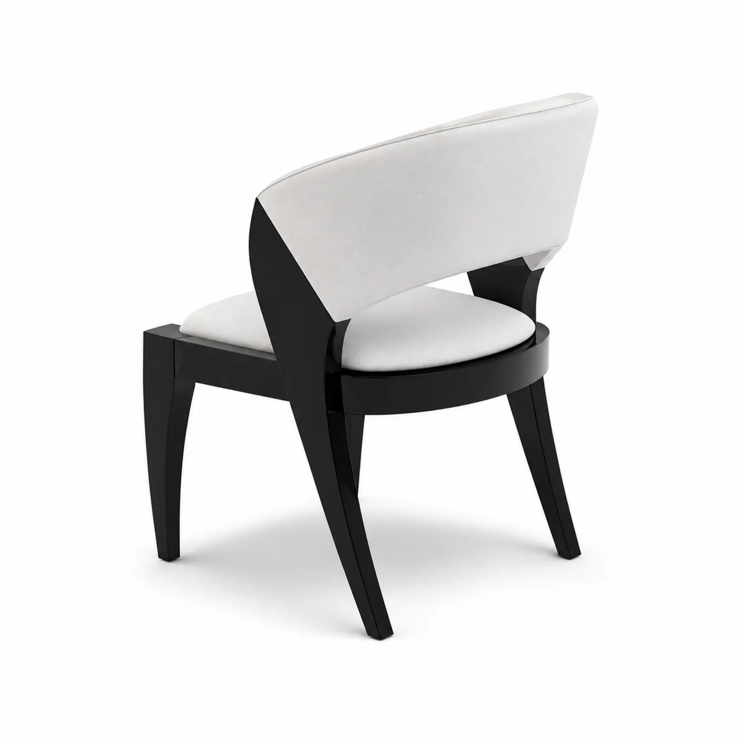 Silla de madera tapizada en poliéster blanco y negro-Melvitor