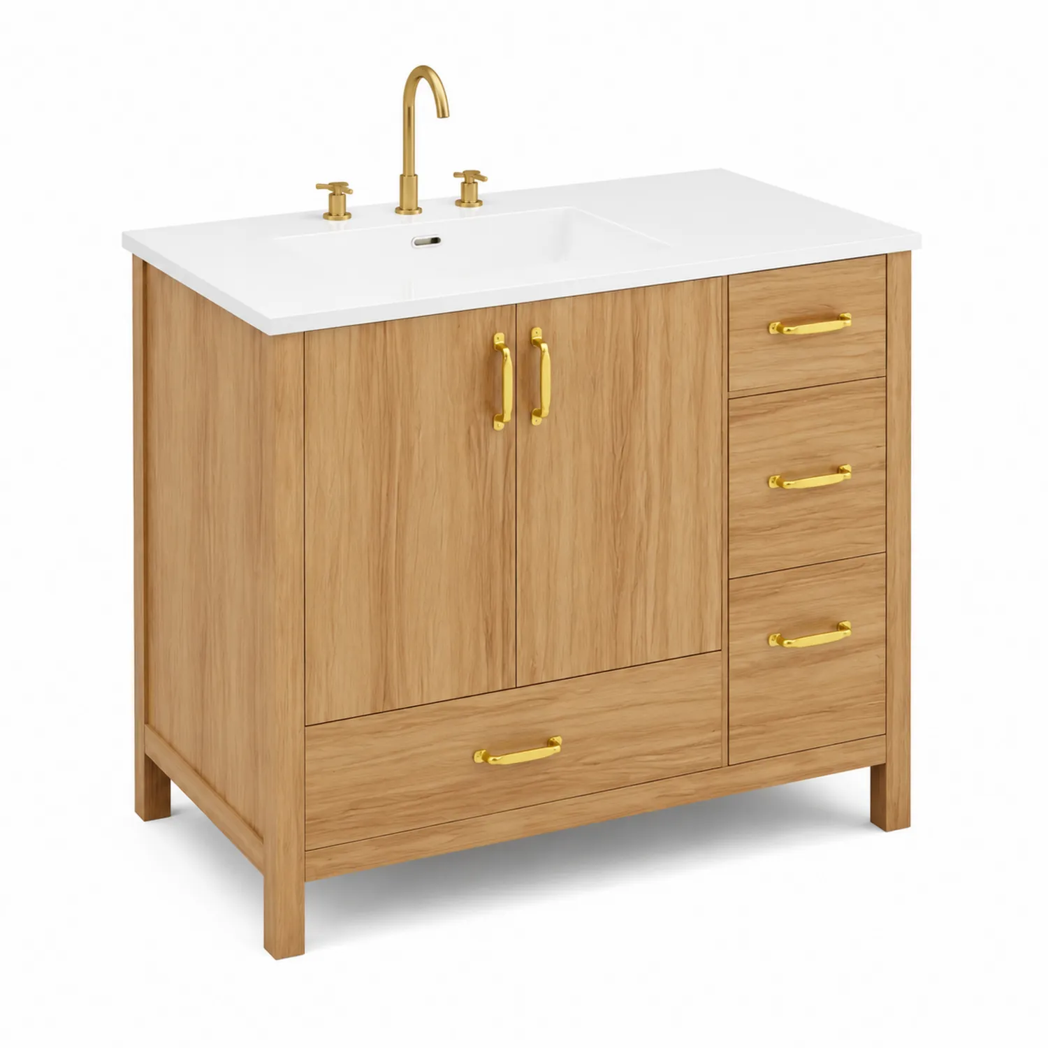 Mueble de lavabo de madera con encimera de porcelana 80x50x85 cm Roble Claro-Melvitor