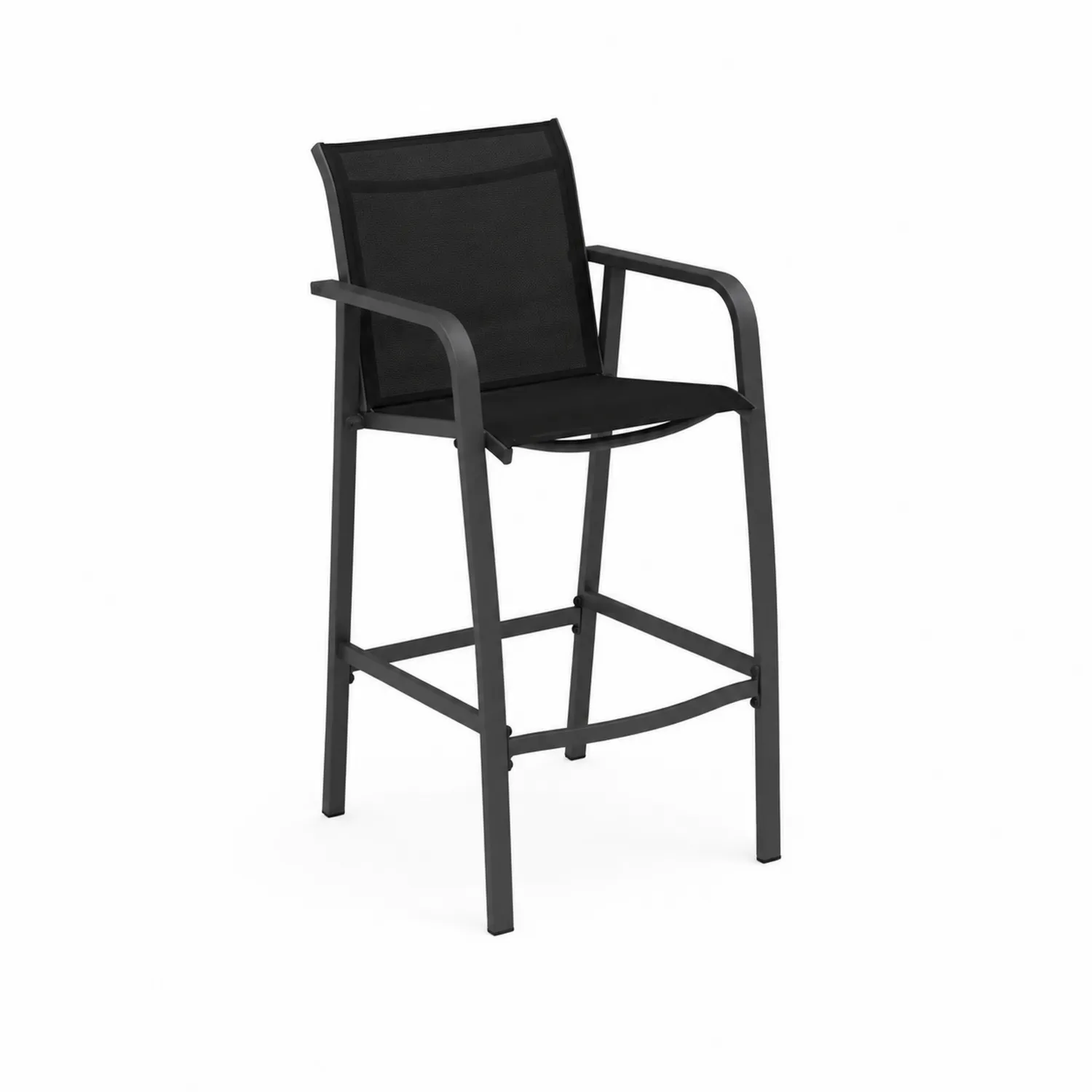 Silla alta de aluminio y textil negro 110 cm-Melvitor