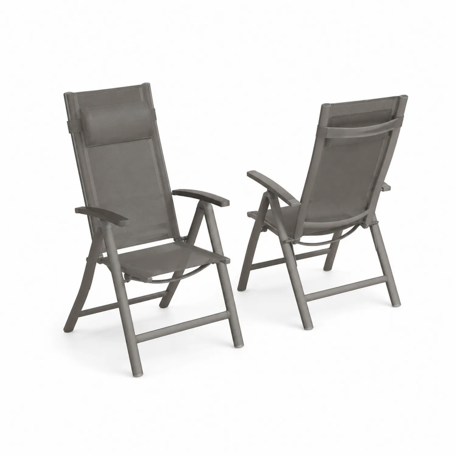 Sillas plegables de aluminio y textilene Gris 70x60x110 cm-Melvitor