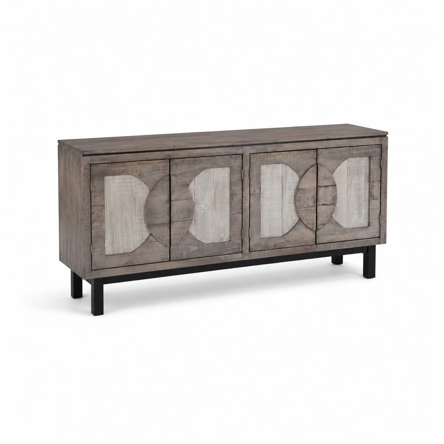 Aparador de Madera de Mango y Metal con Puertas Geométricas Marrón/Gris-Melvitor