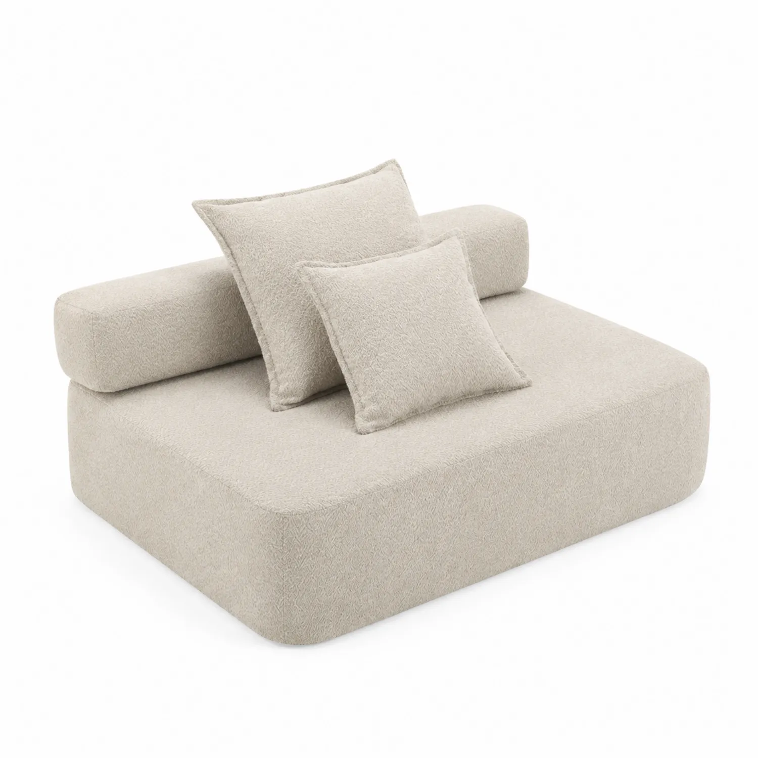 Sofá de Dos Plazas de Tela con Cojines Beige-Melvitor