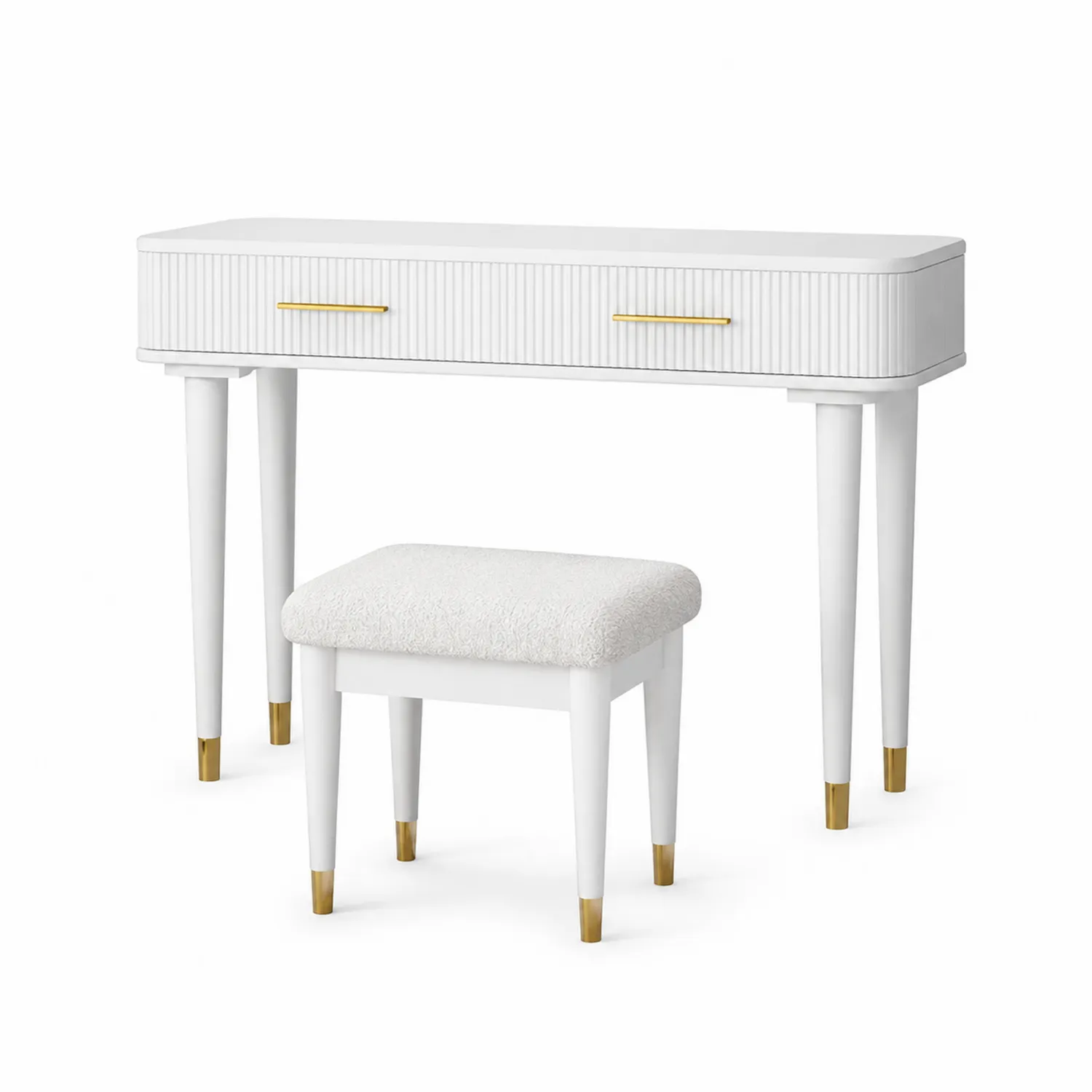 Conjunto de Tocador de Madera con Taburete-Melvitor