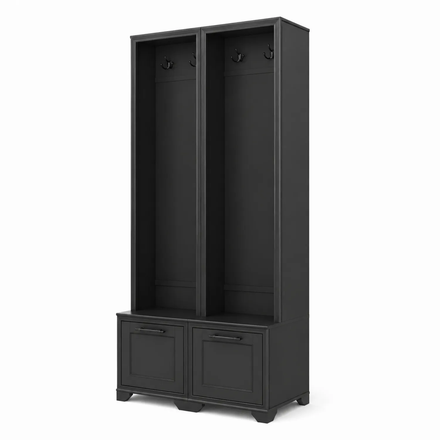 Perchero de MDF con Ganchos y Cajones Negro-Melvitor