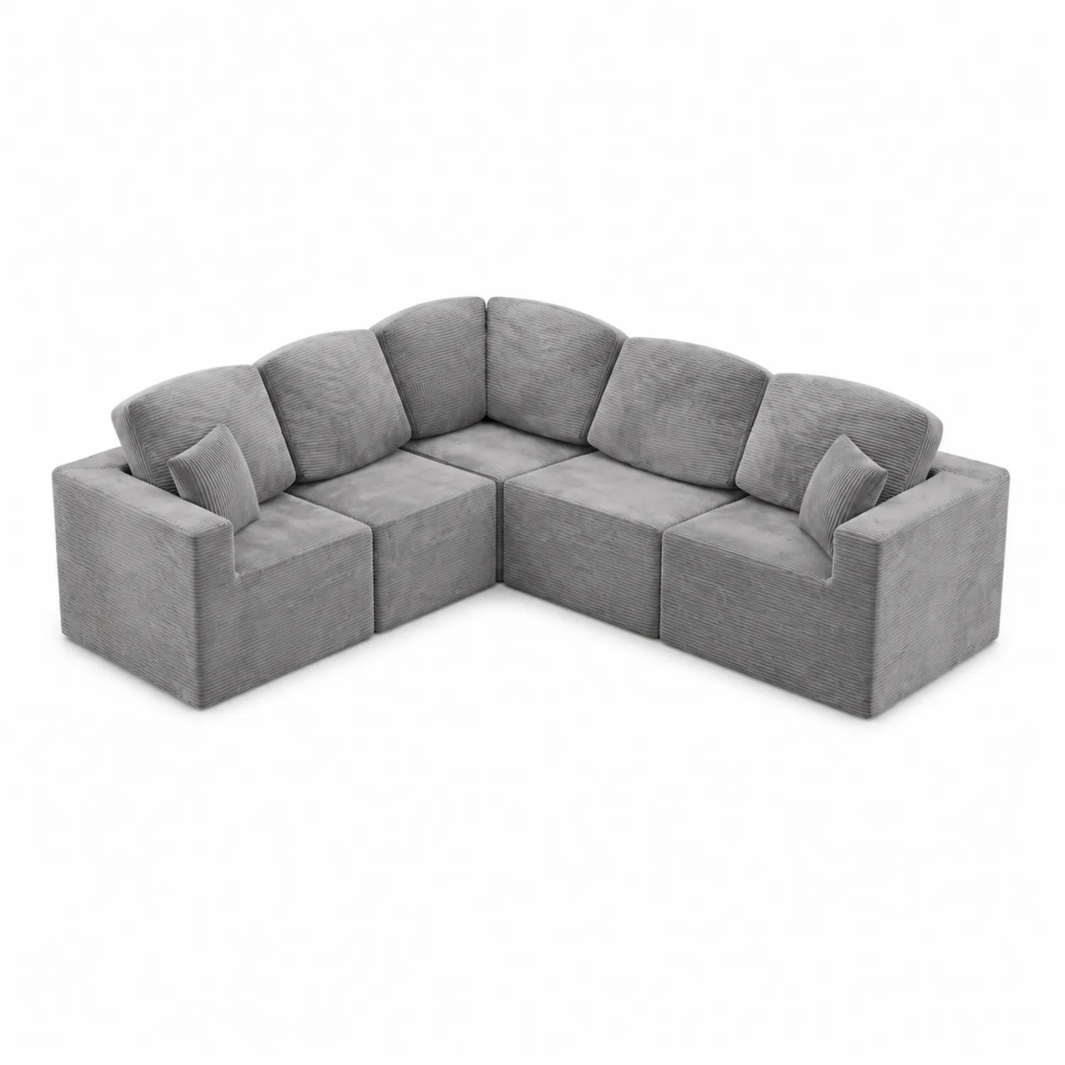 Sofá modular esquinero de pana gris-Melvitor