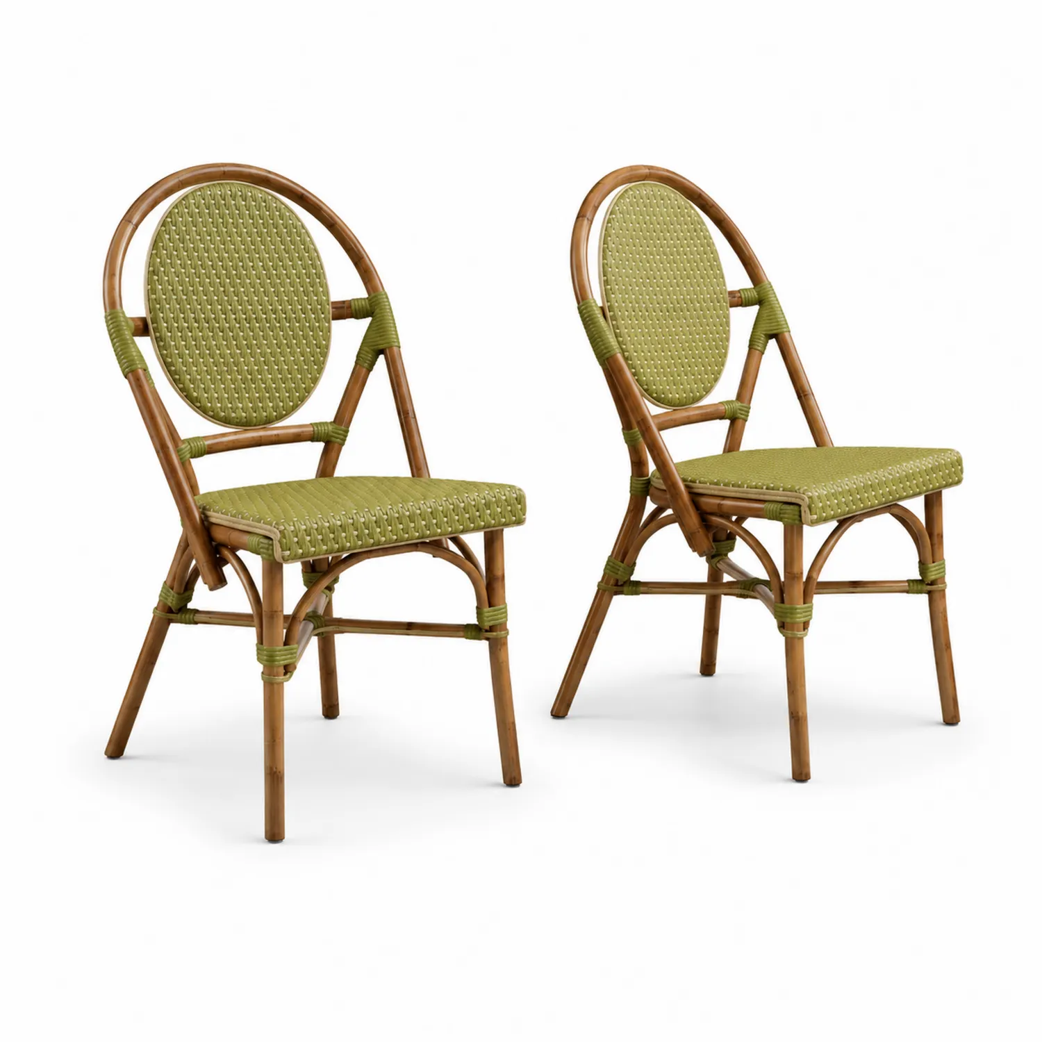 Set de 2 sillas de ratán sintético y aluminio verde-Melvitor