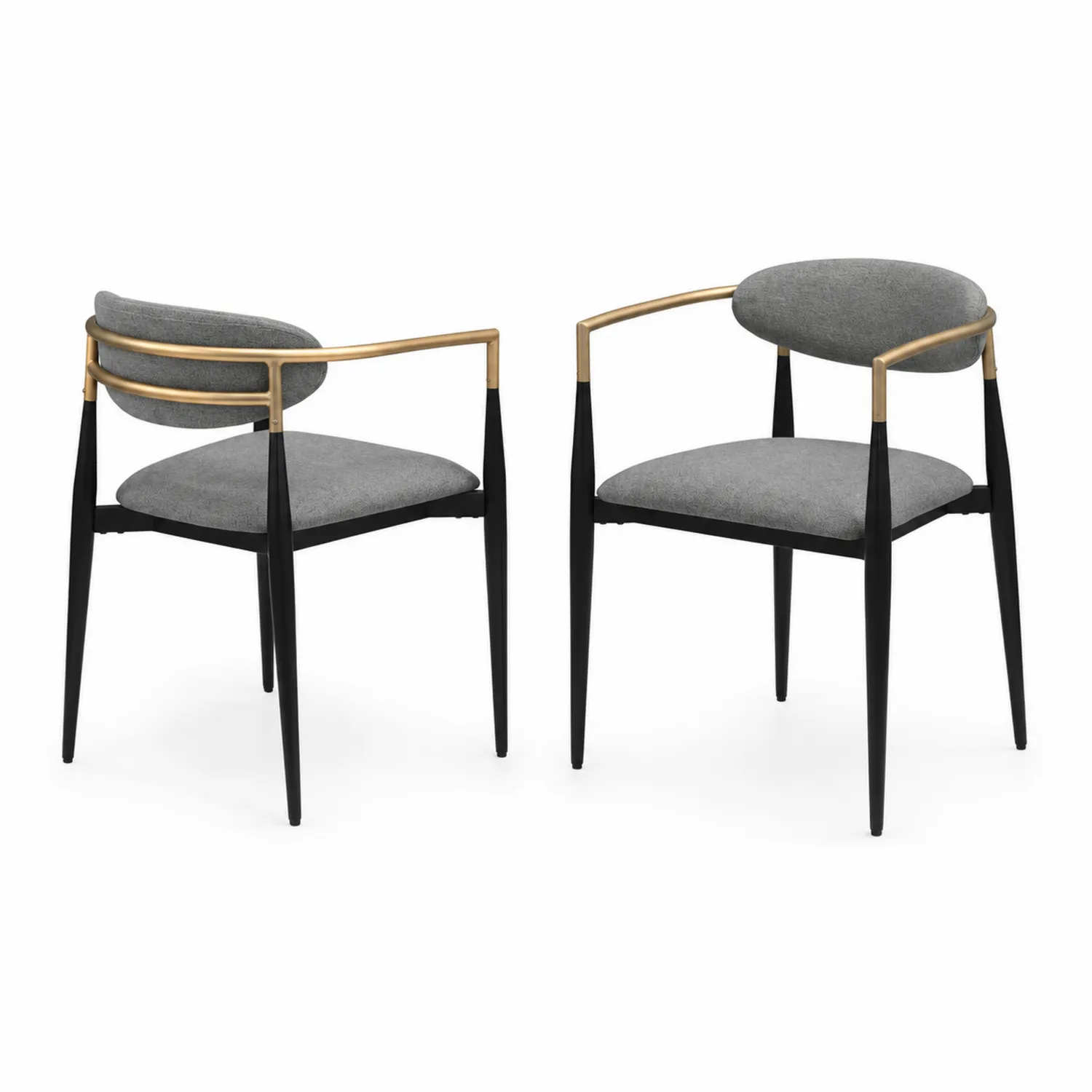 Sillas de Metal con Asiento de Tela de Poliéster Gris-Melvitor