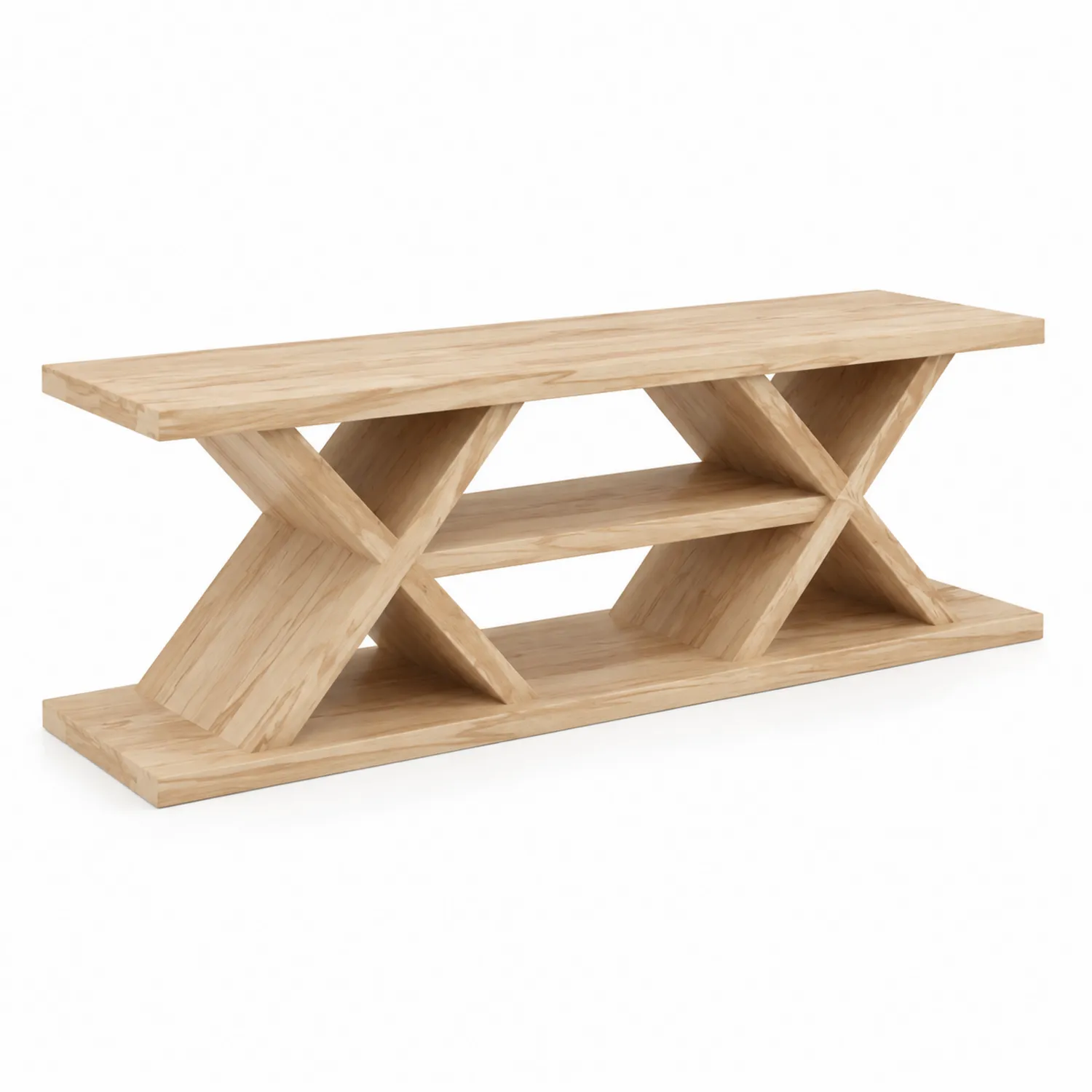 Estantería de Madera Maciza en Forma de X 150x35x50 cm Natural-Melvitor