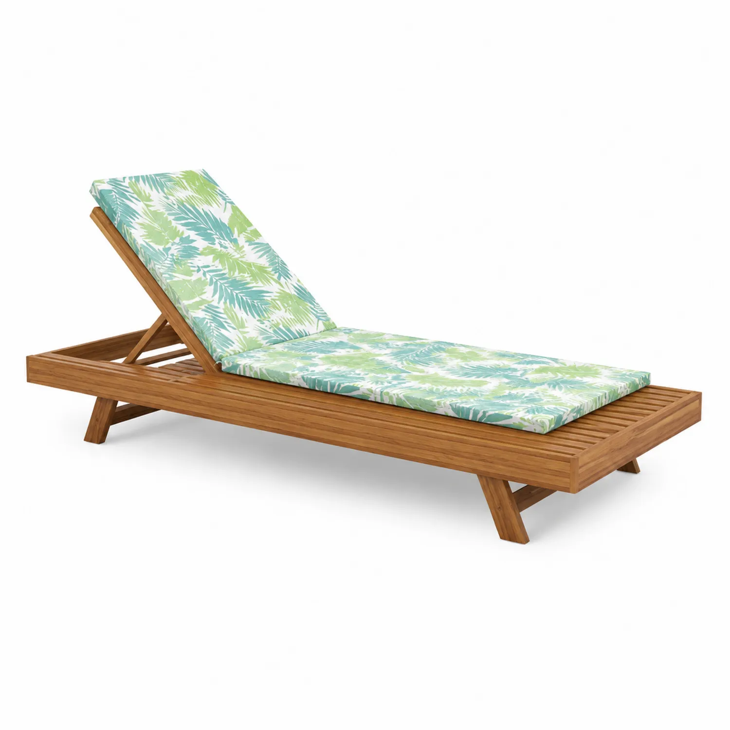 Tumbona de Madera de Acacia con Cojín de Poliéster Ajustable Verde-Melvitor