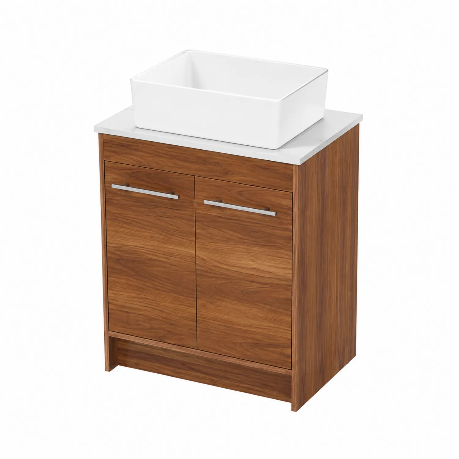 Mueble de baño de madera con lavabo cerámico rectangular-Melvitor