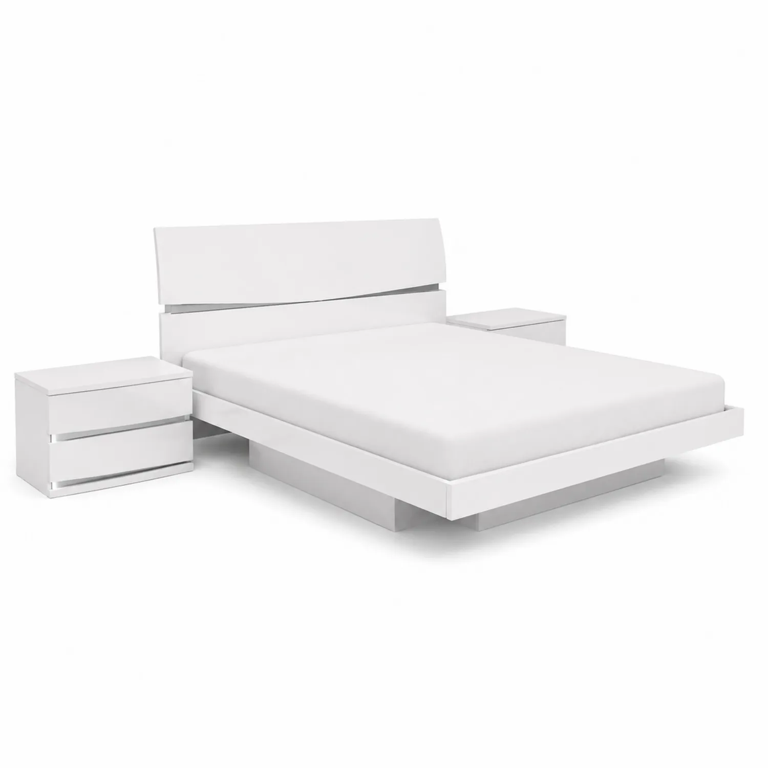 Conjunto de Dormitorio Cama y Mesitas Noches de MDF Blanco 200x160 cm-Melvitor