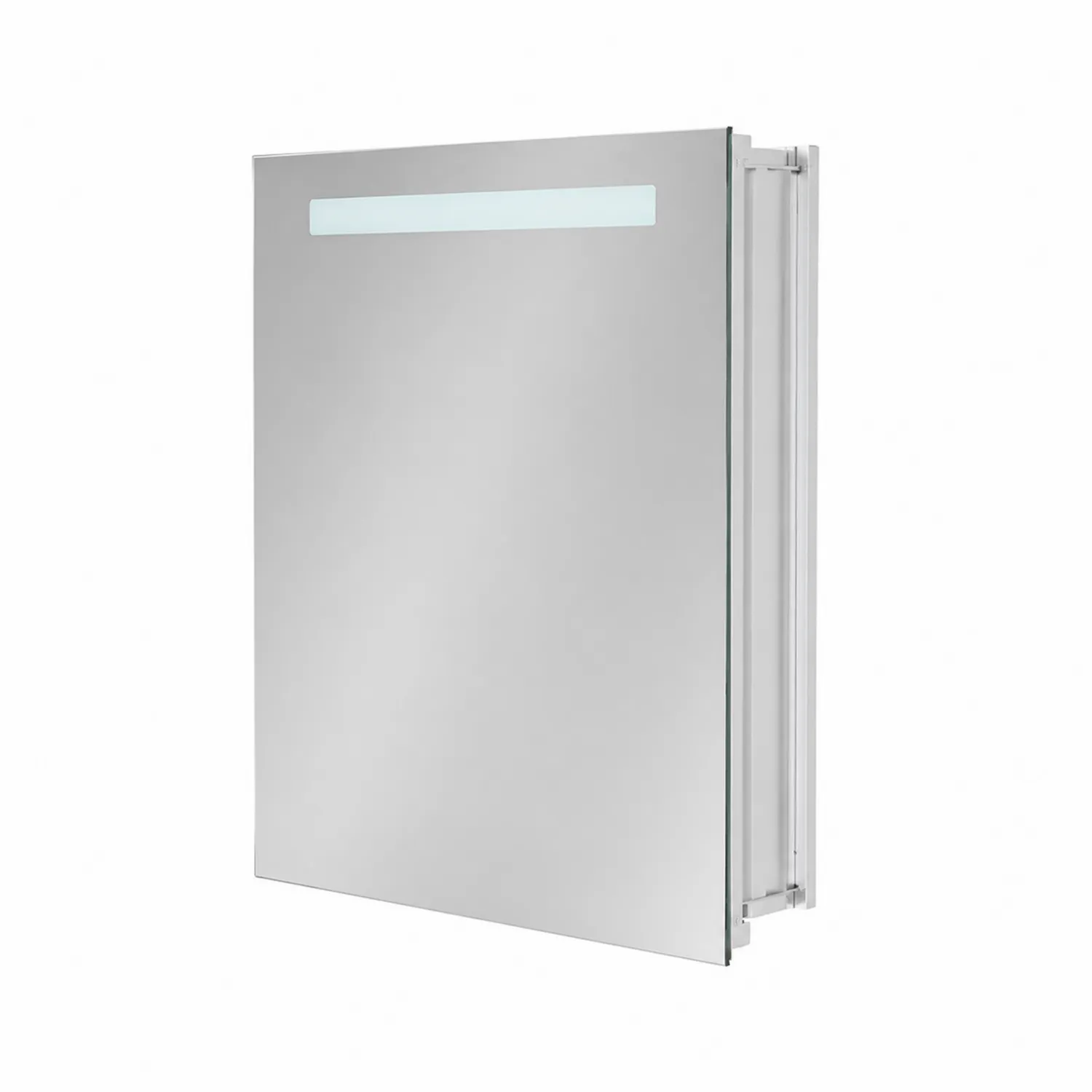 Armario de baño con espejo de vidrio templado y luz LED, 70x50 cm, Plata-Melvitor