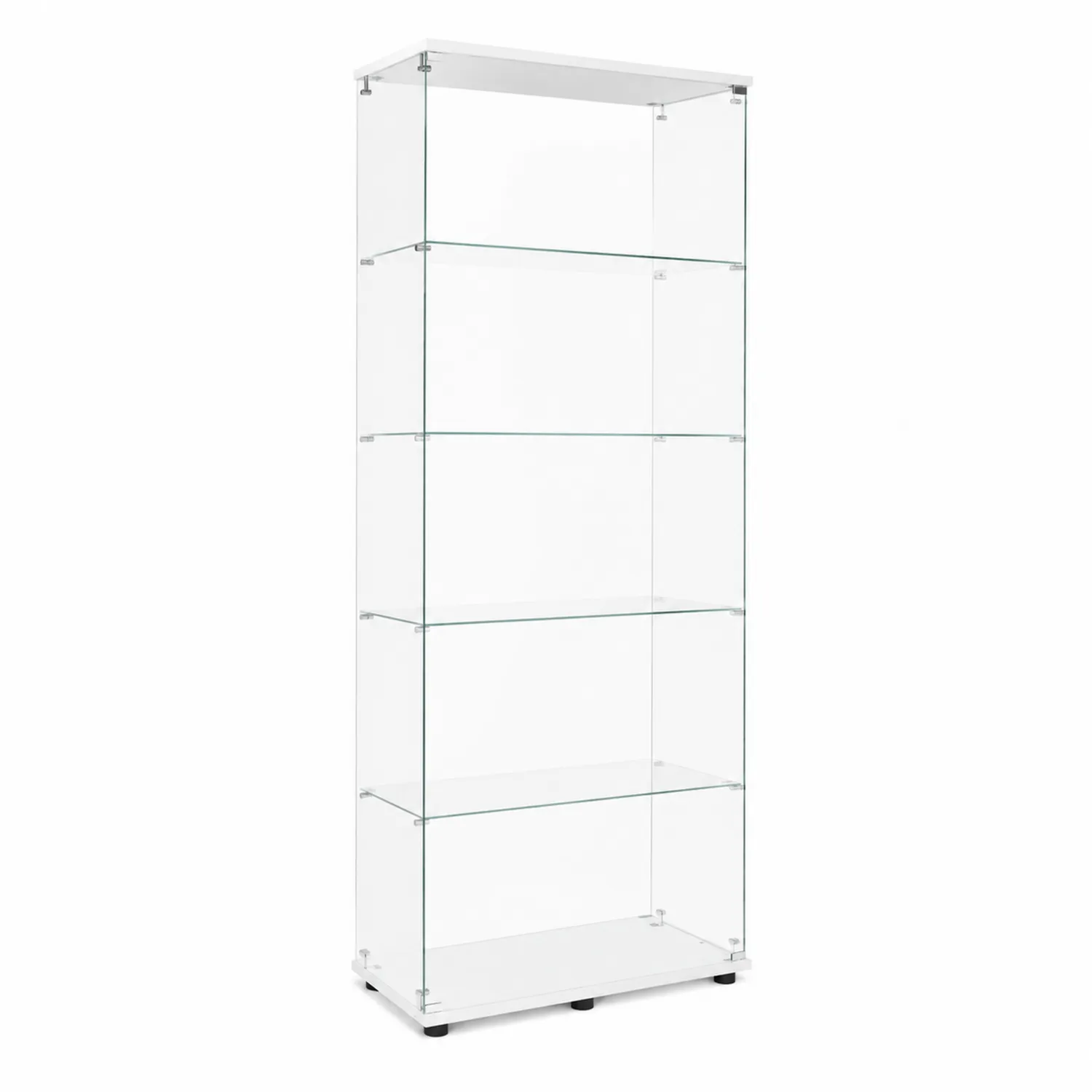 Vitrina de Vidrio Templado 5 Estantes Transparente/Blanco-Melvitor