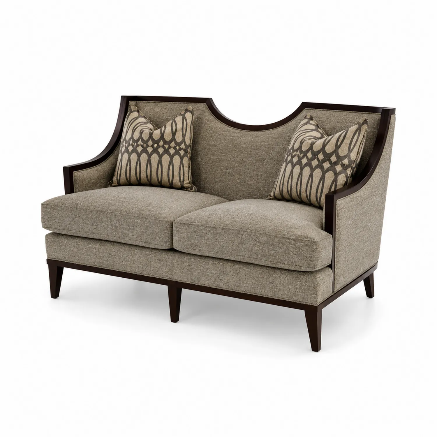 Sofá de tela con estructura de madera y cojines decorativos, 145 cm-Melvitor