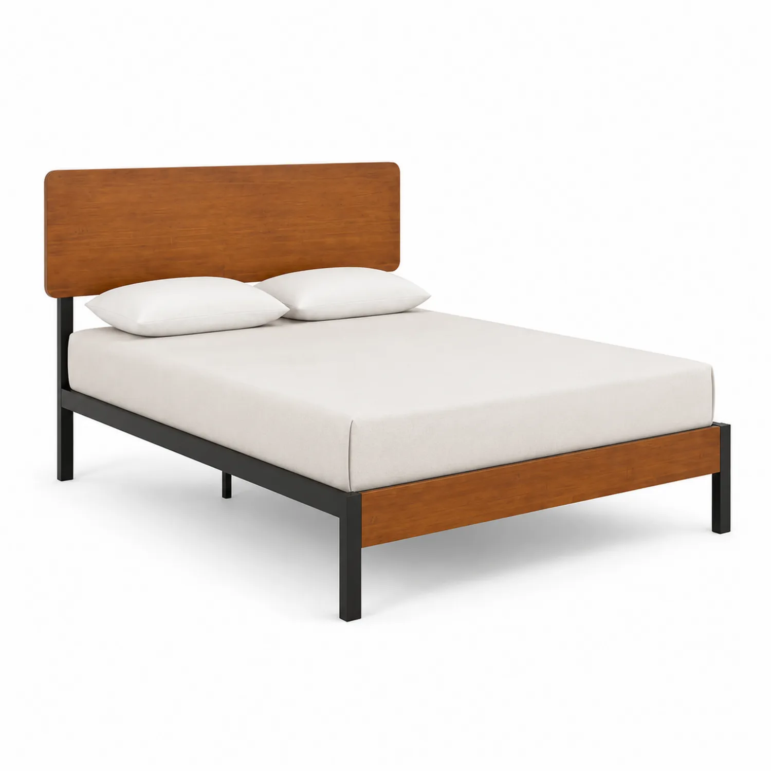 Cama de Madera y Metal Contrachapado 200x160 cm Marrón/Negro-Melvitor